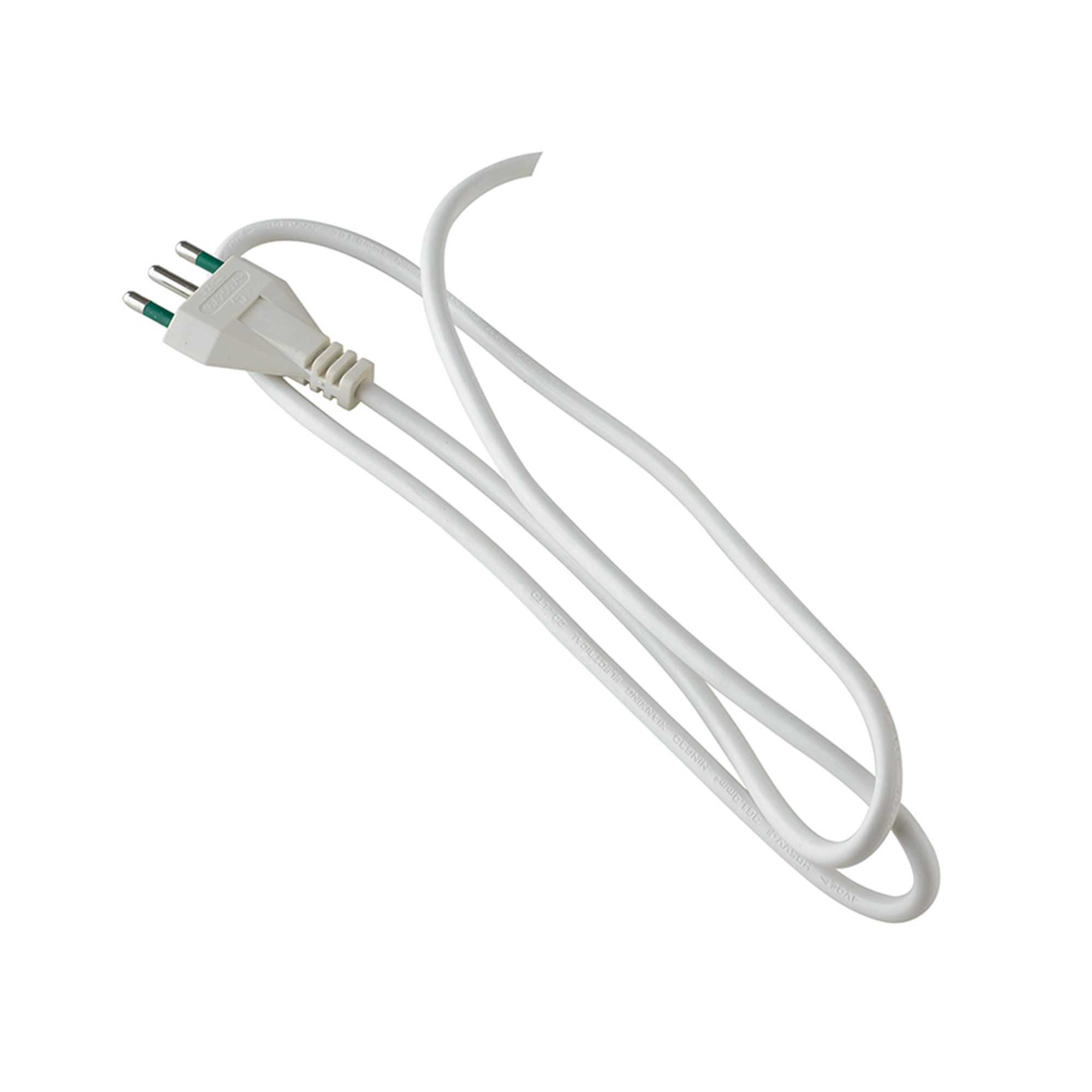 Triple wiring round white cable H05VV-F Italy plug 10A 250V - Intec