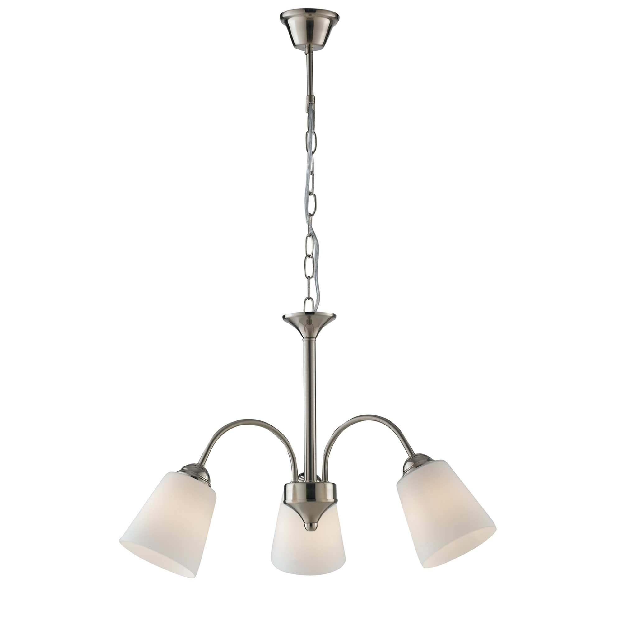 1162 chandelier in nickel metal with three glass diffusers - Luce Ambiente e Design