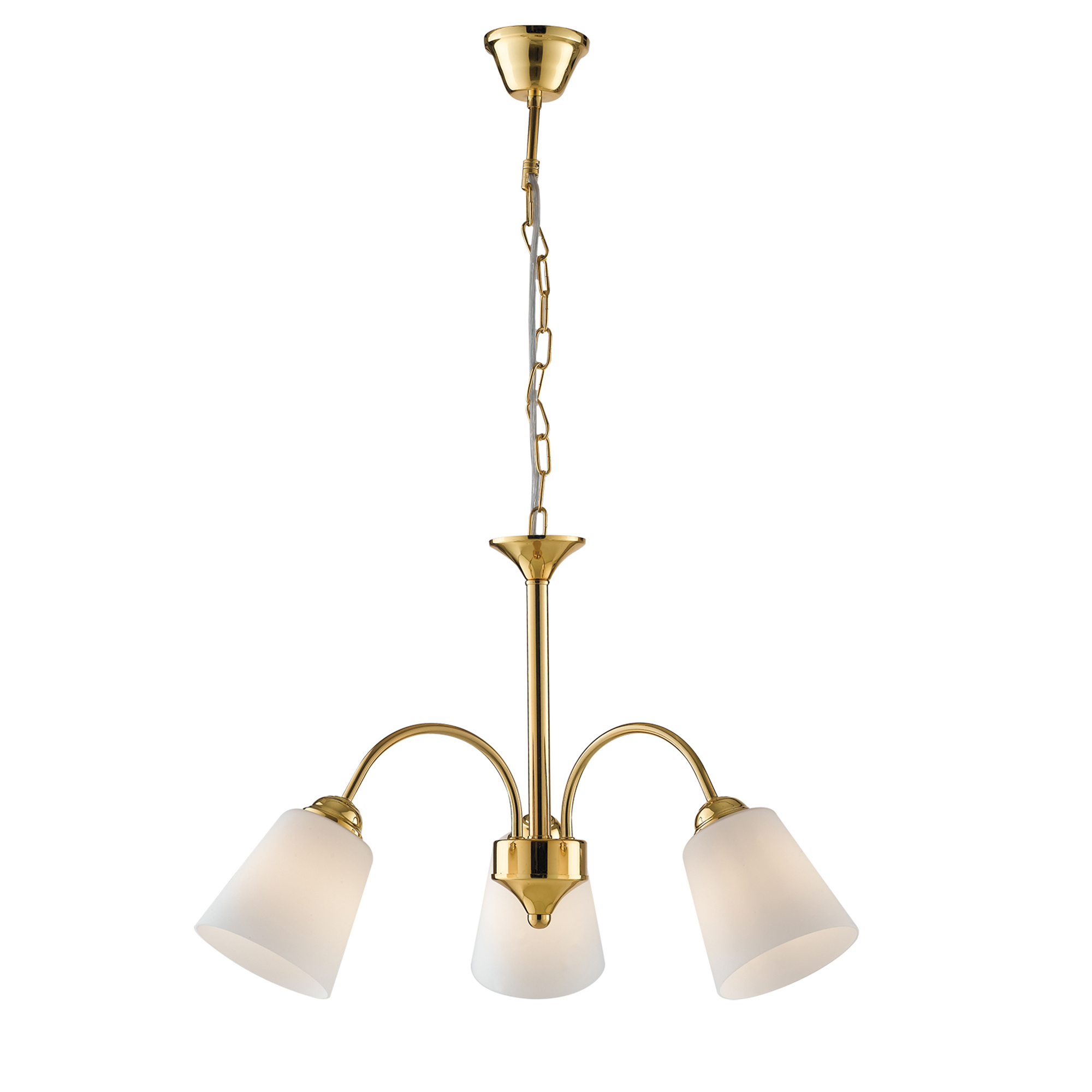 1162 chandelier in gold metal with three glass diffusers - Luce Ambiente e Design