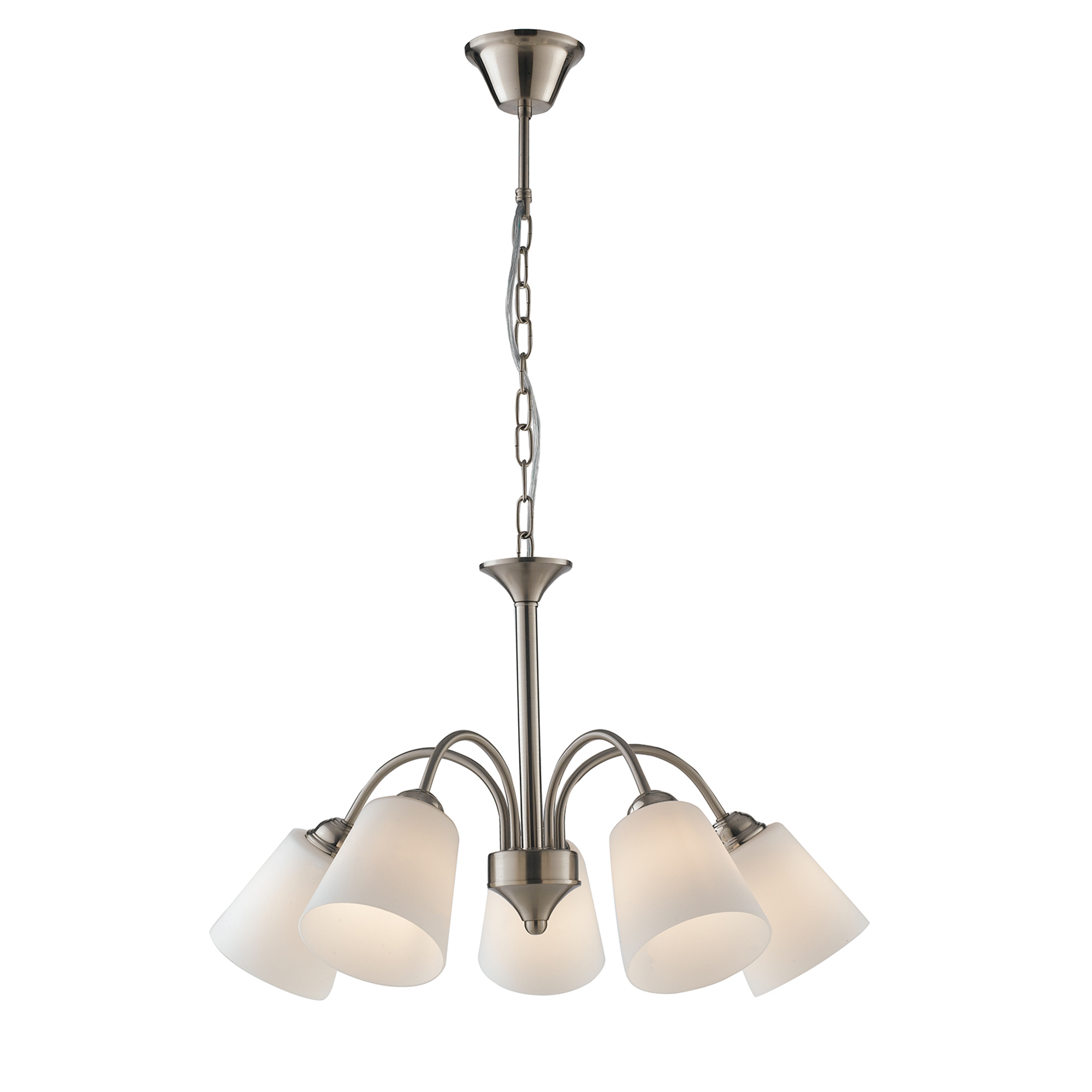 1162 chandelier in nickel metal with five glass diffusers - Luce Ambiente e Design
