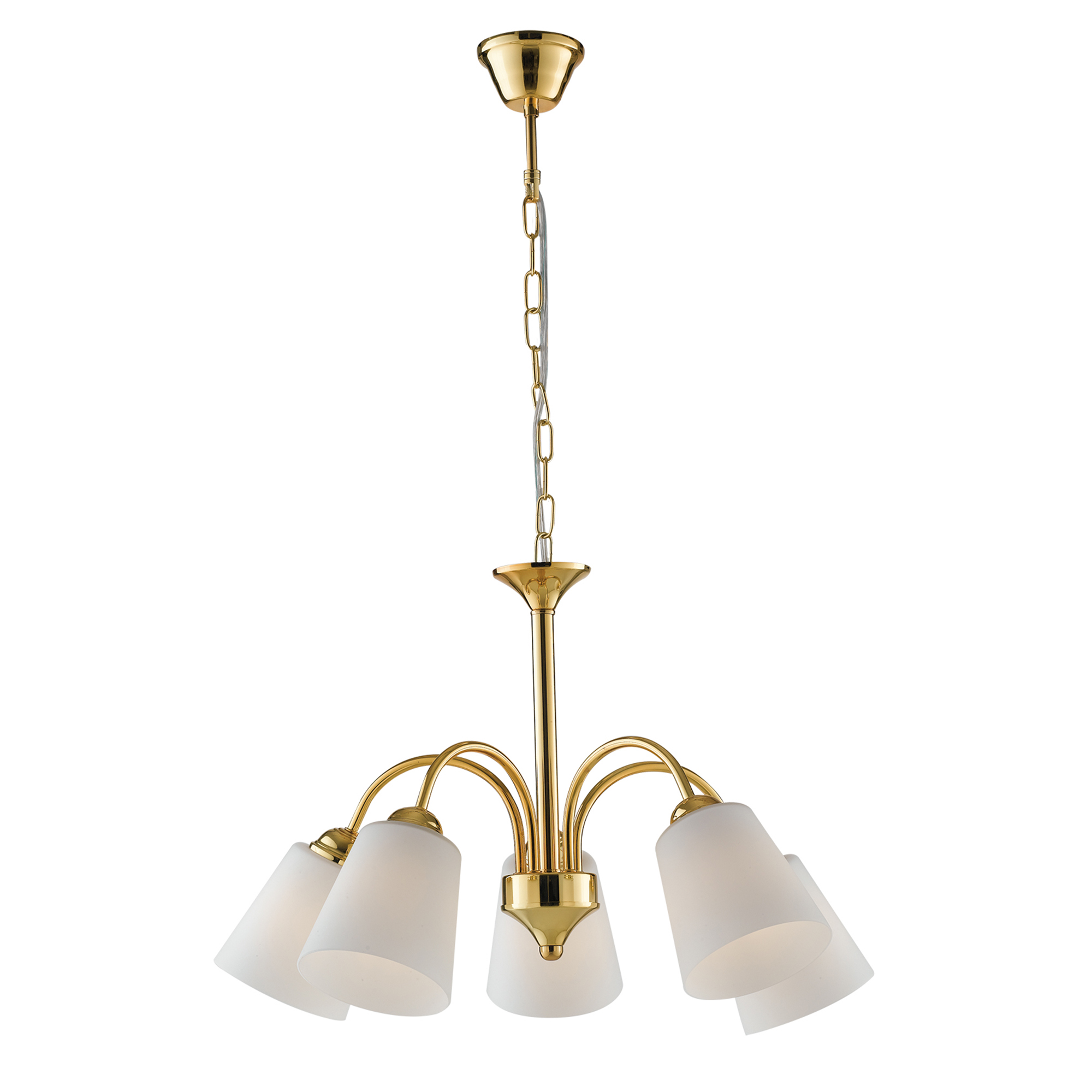 1162 chandelier in gold metal with five glass diffusers - Luce Ambiente e Design