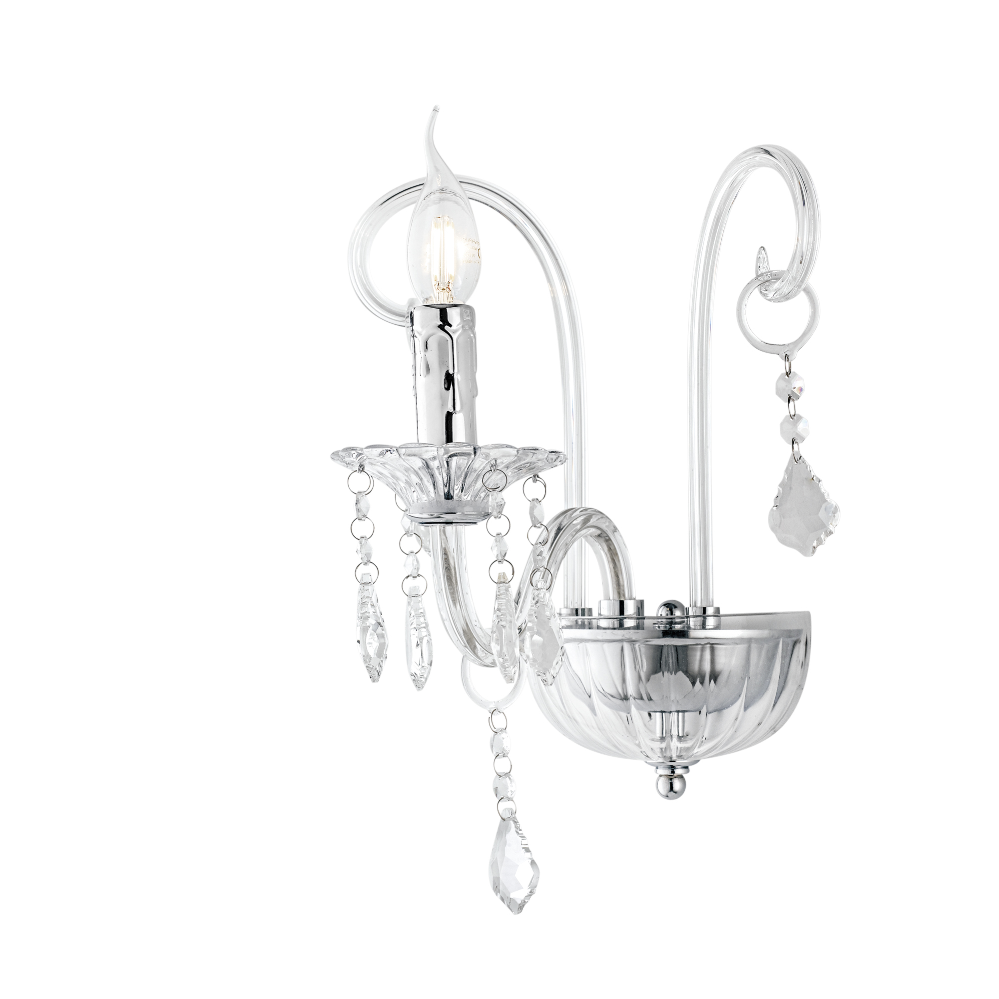 CRISTALLO wall light in chrome glass with crystal pendants - Luce Ambiente e Design