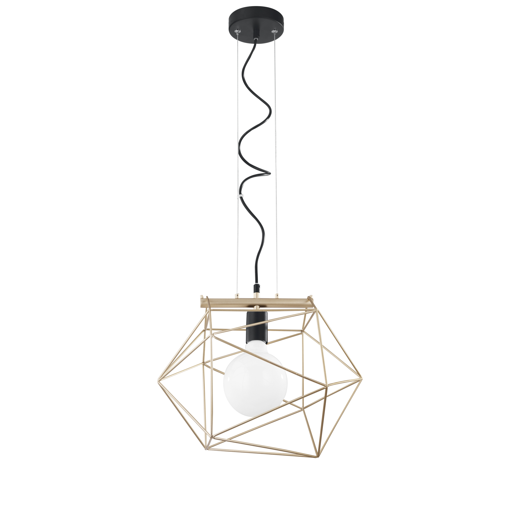 ABRAXAS pendant light in black and gold metal with single light point - Luce Ambiente e Design