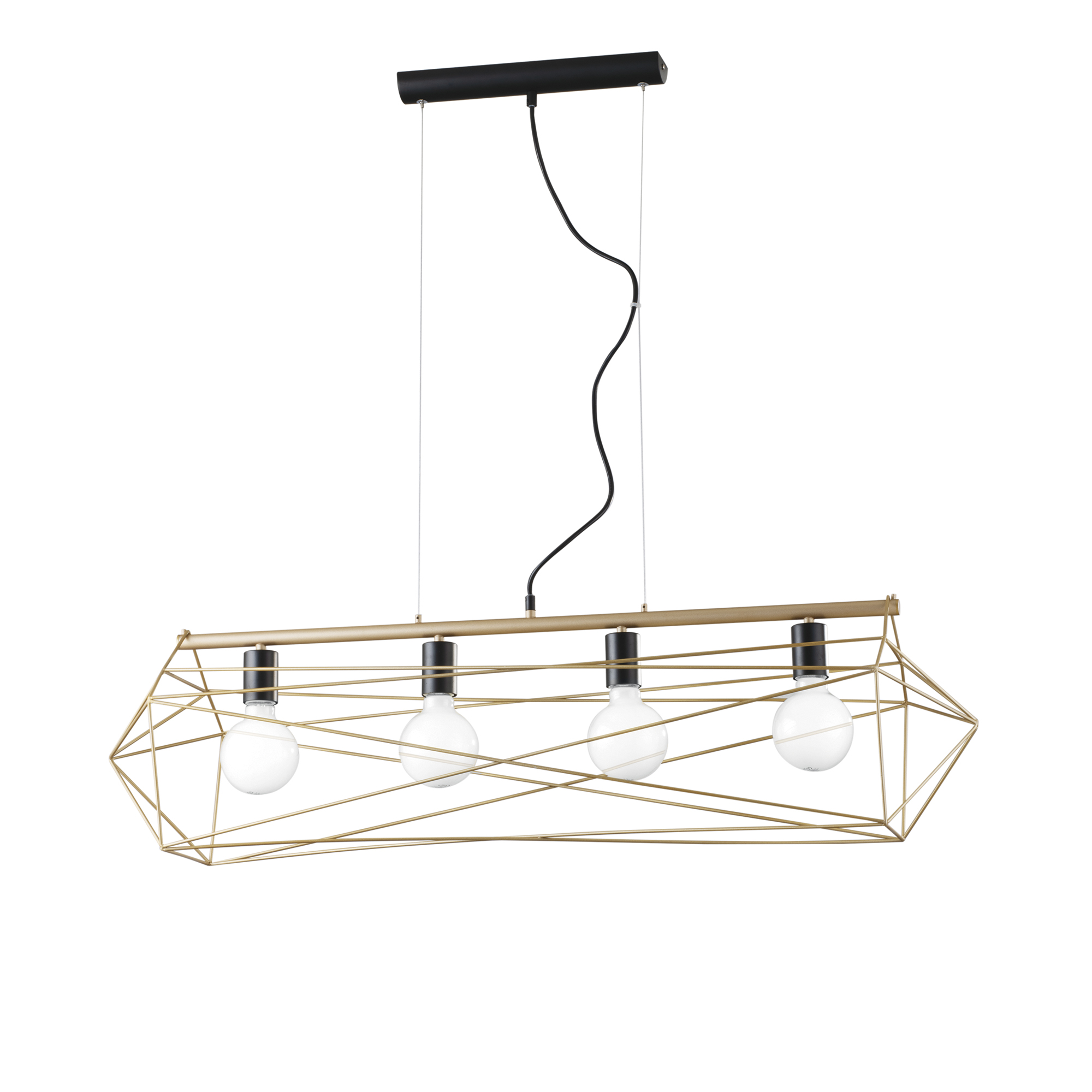 ABRAXAS pendant light in black and gold metal with four lights - Luce Ambiente e Design