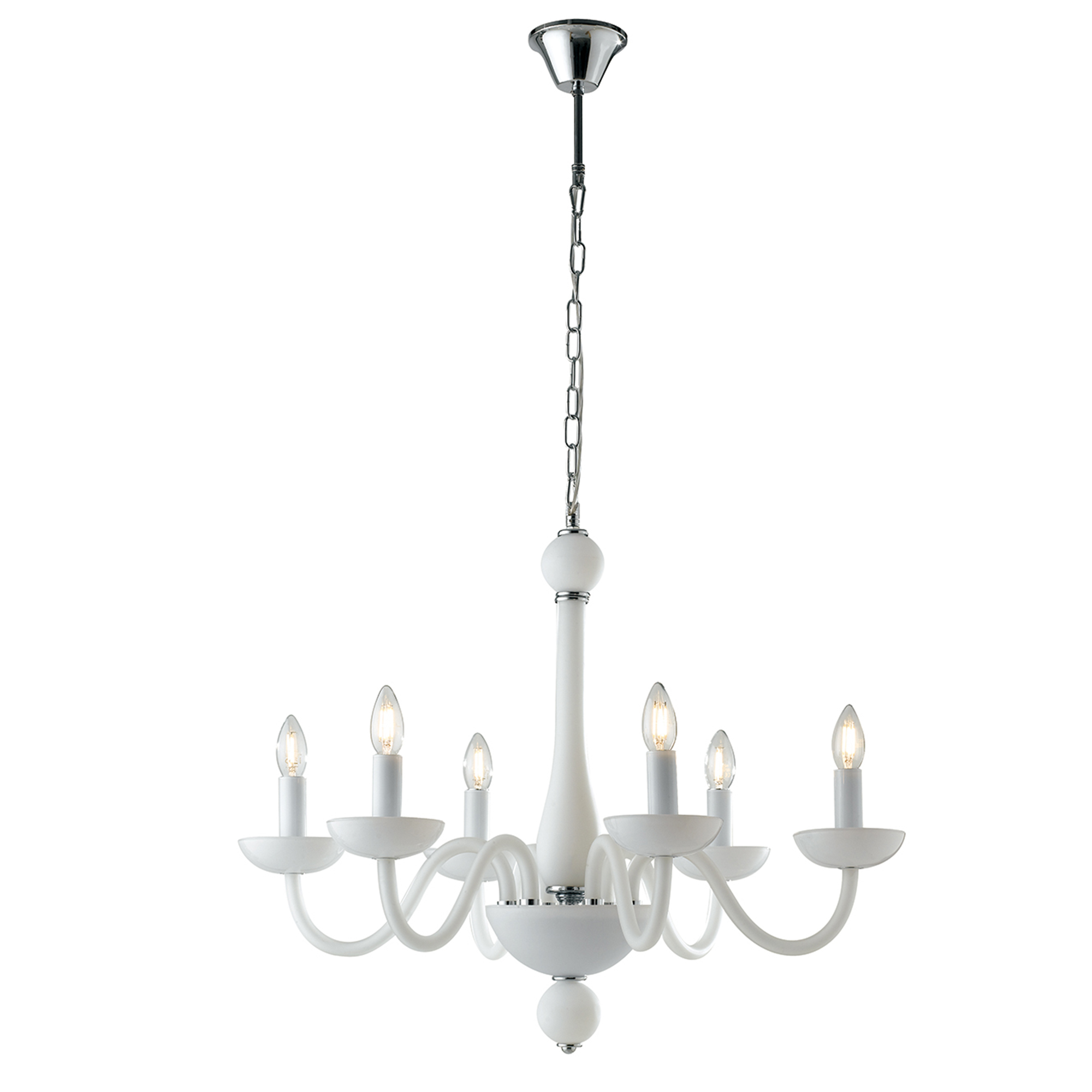 ALFIERE white blown glass pendant chandelier with six lights - Luce Ambiente e Design