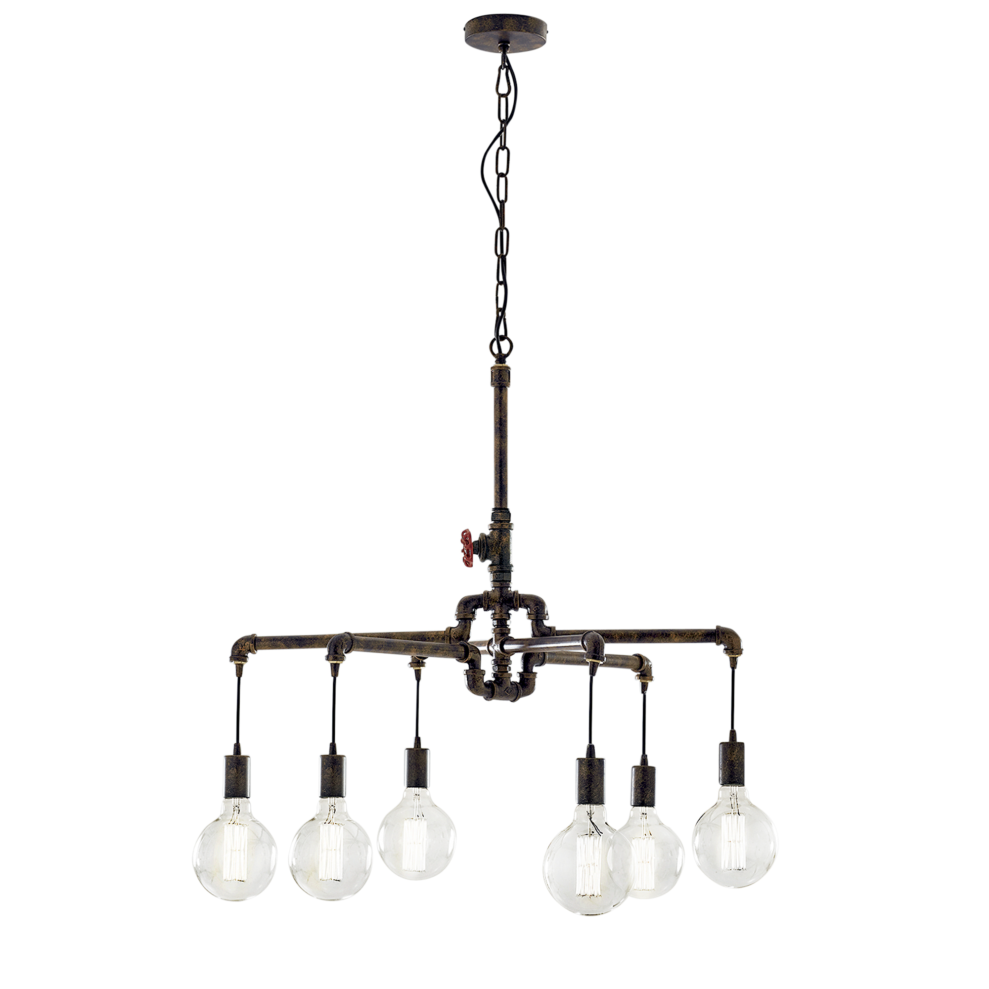 AMARCORD pendant light in aged rust metal with six light points - Luce Ambiente e Design