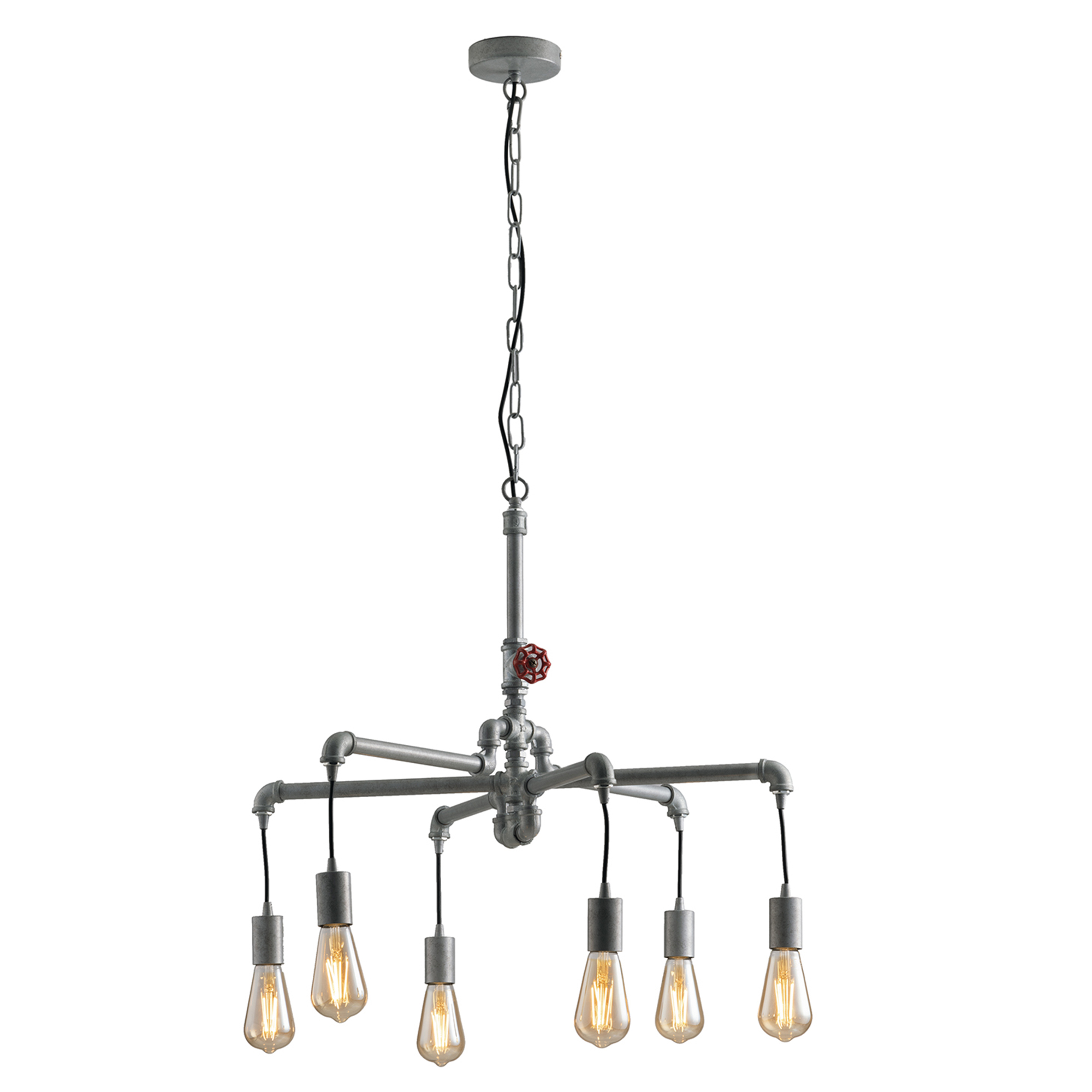 AMARCORD pendant light in aged galvanized metal with six light points - Luce Ambiente e Design