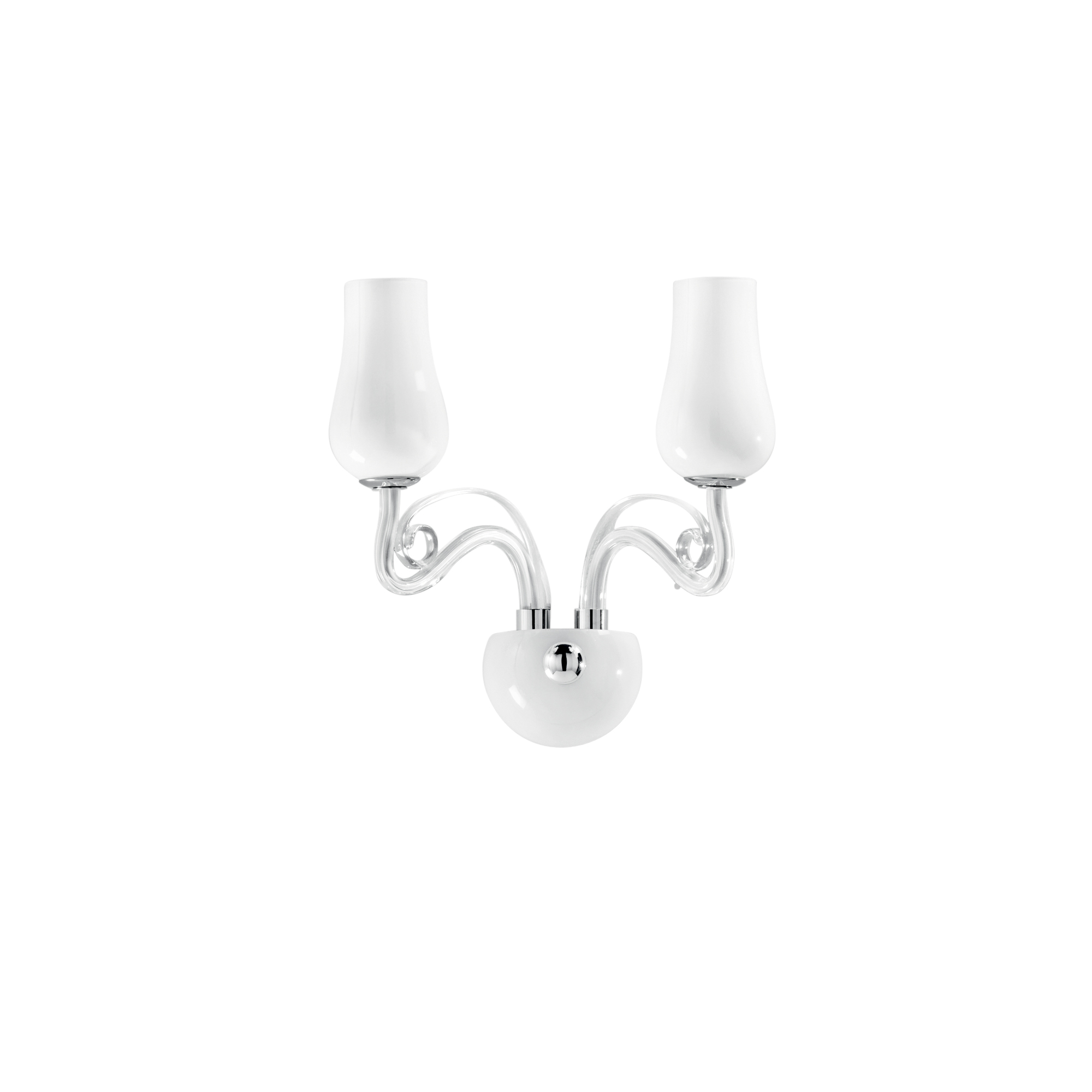 ANGEL wall light in white glass with two lights and chrome and transparent details - Luce Ambiente e Design