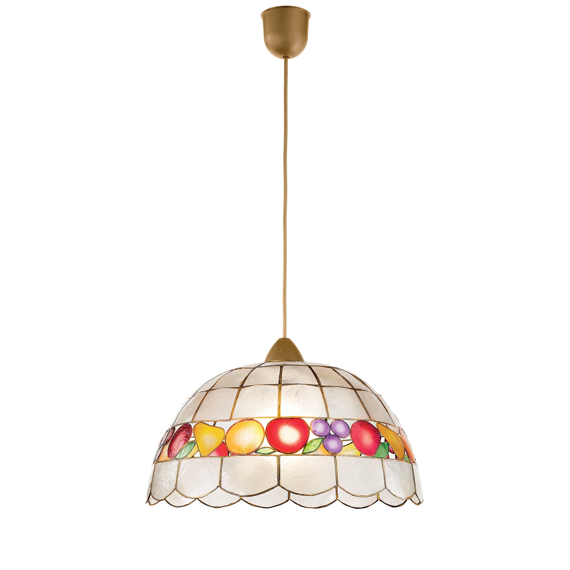 ARAGONA pendant chandelier in Tiffany mother-of-pearl glass - Luce Ambiente e Design