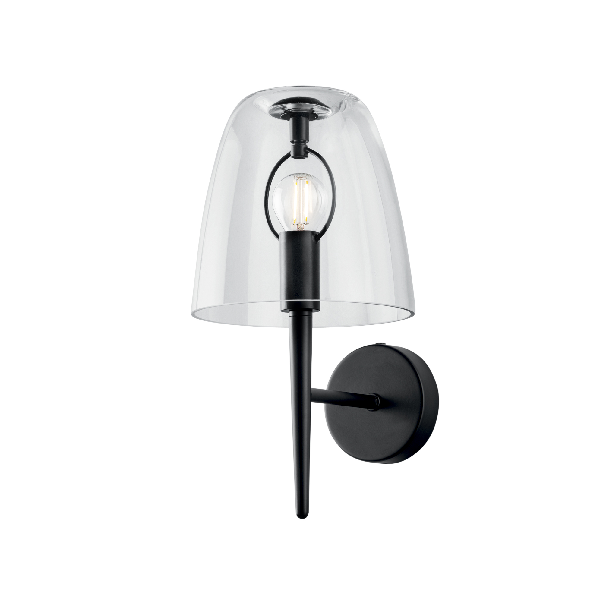 ARES wall light in black metal with transparent glass diffuser - Luce Ambiente e Design