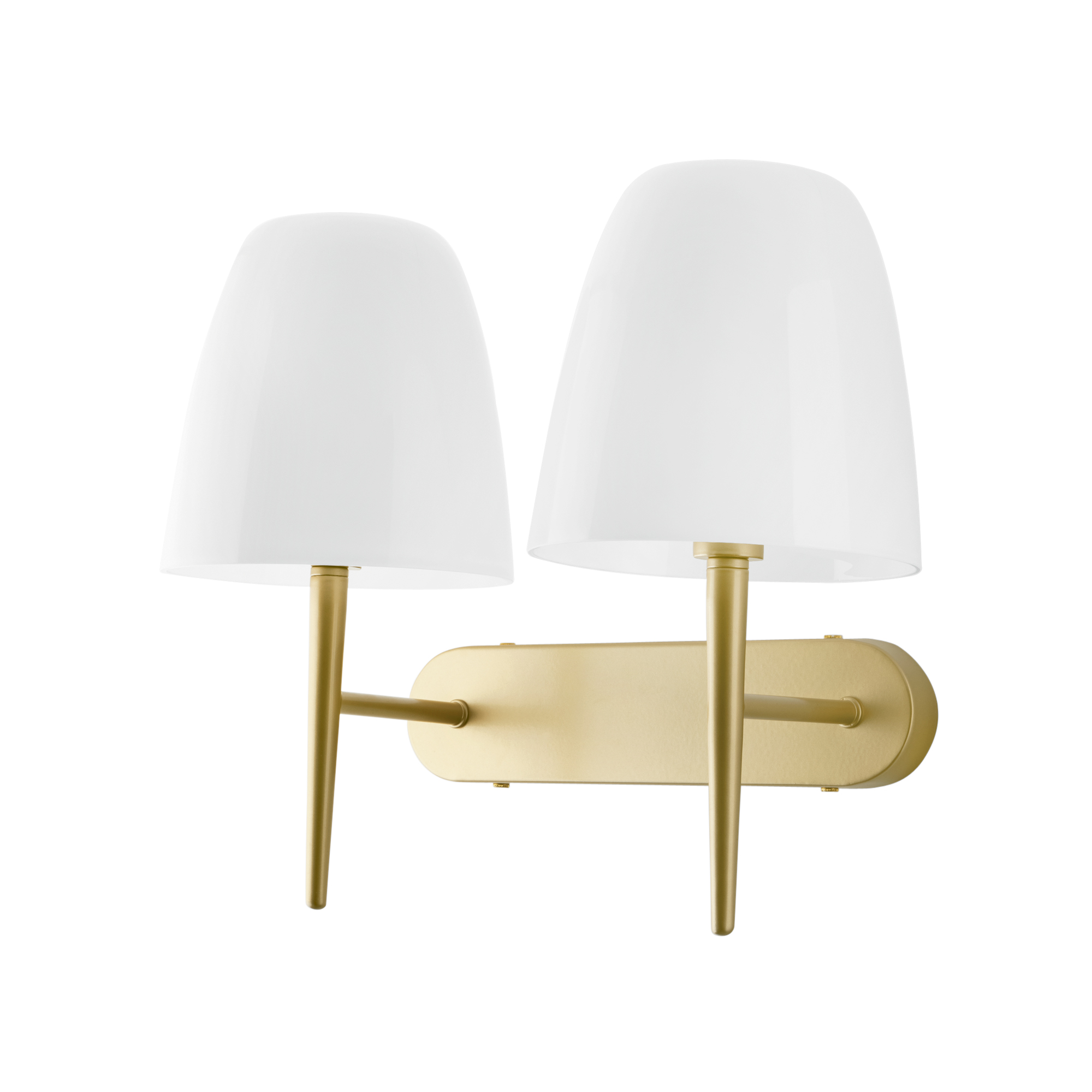 ARES wall light with gold metal frame and two white glass diffusers - Luce Ambiente e Design