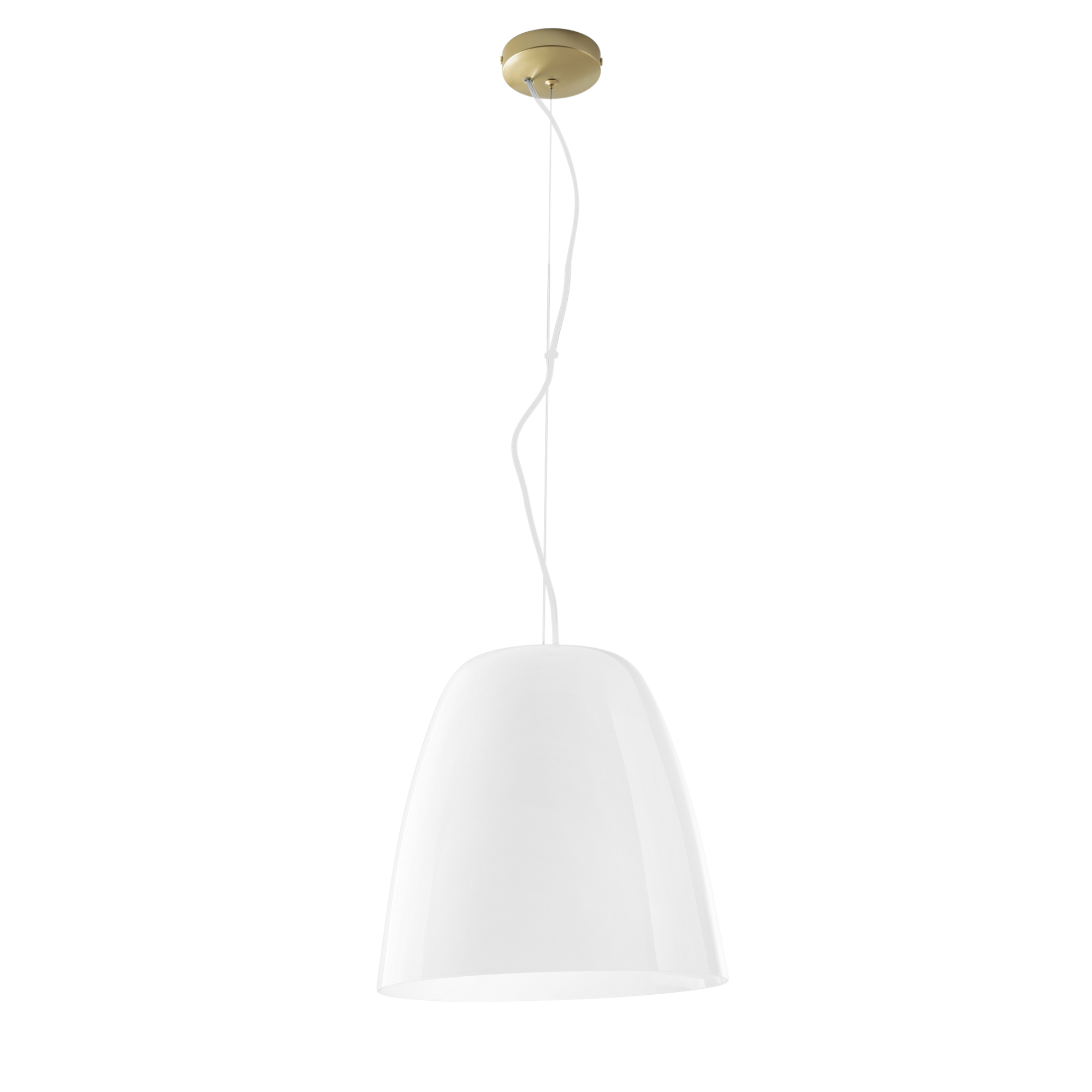 ARES pendant light in gold metal with white glass diffuser 35 cm - Luce Ambiente e Design