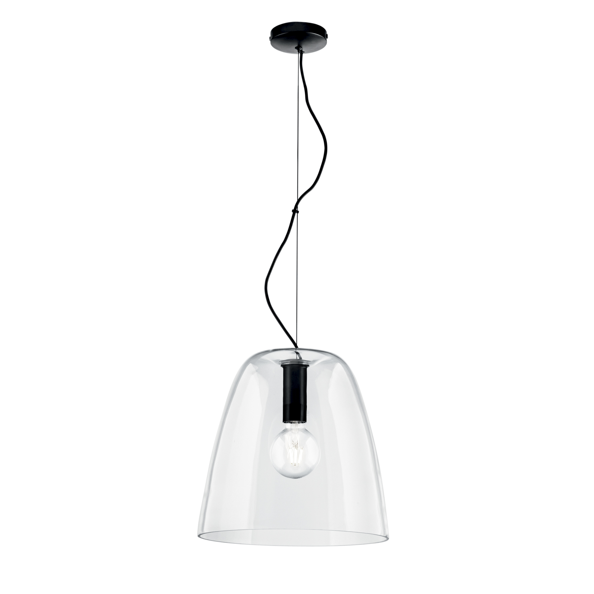 ARES pendant light in black metal with transparent glass diffuser 35 cm - Luce Ambiente e Design