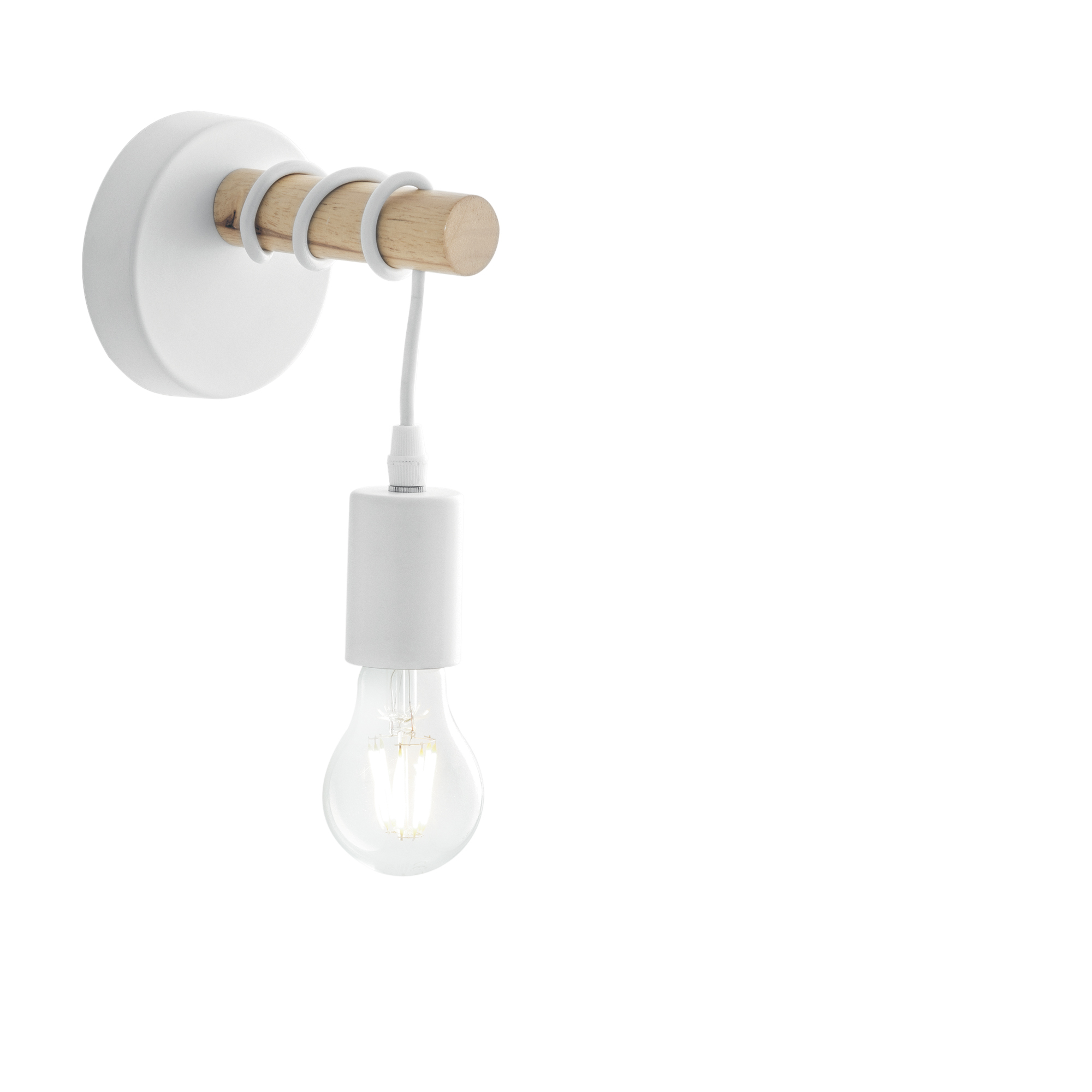 ARIZONA wall light with natural wood structure and white metal fitting - Luce Ambiente e Design