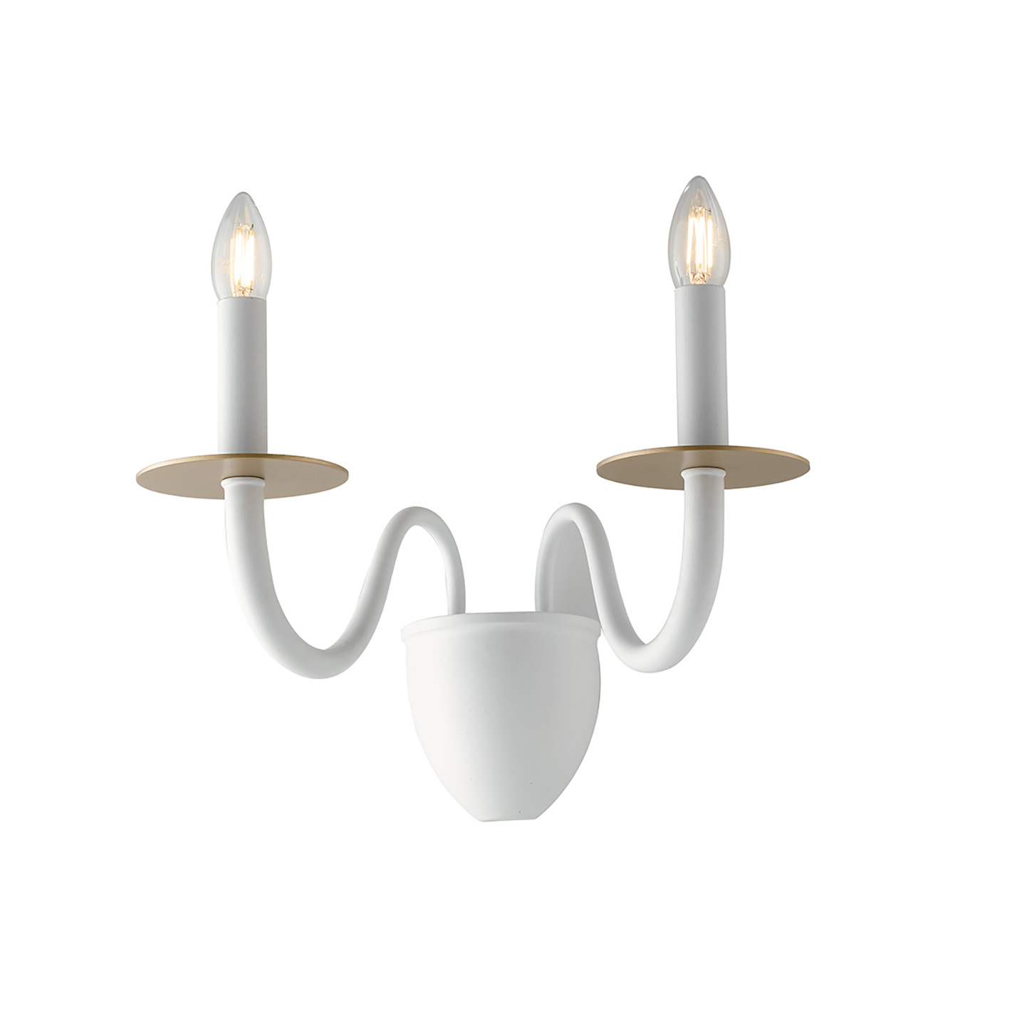 ARMSTRONG wall light in white metal with two lights and satin gold details - Luce Ambiente e Design