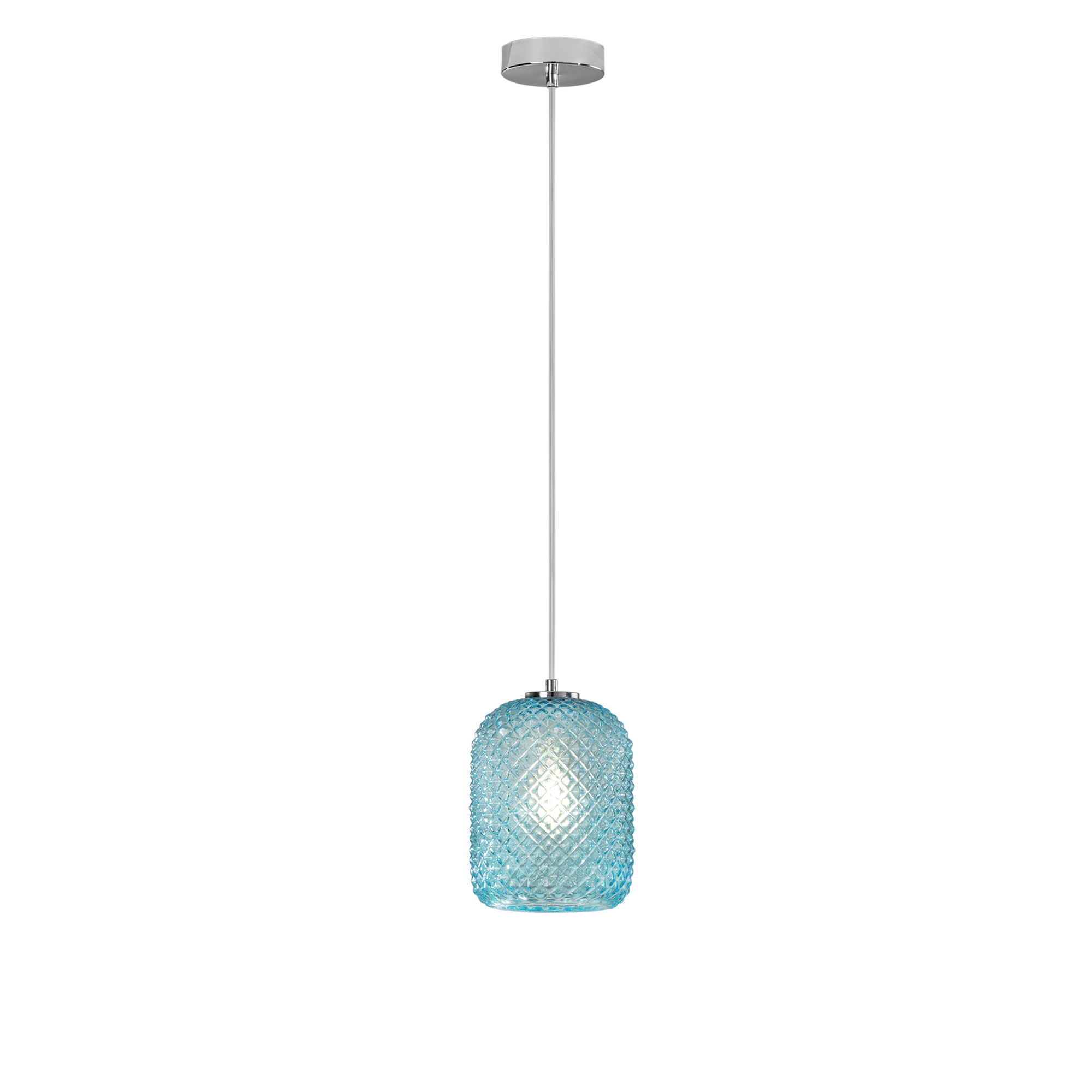 ASHFORD pendant light in aquamarine glass 150 x 15 cm Ø - Luce Ambiente e Design