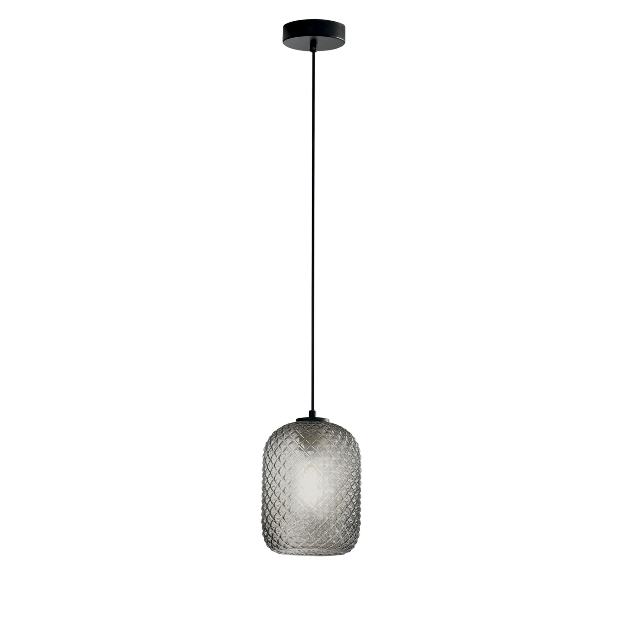 ASHFORD pendant light in grey glass 150 x 15 cm Ø - Luce Ambiente e Design