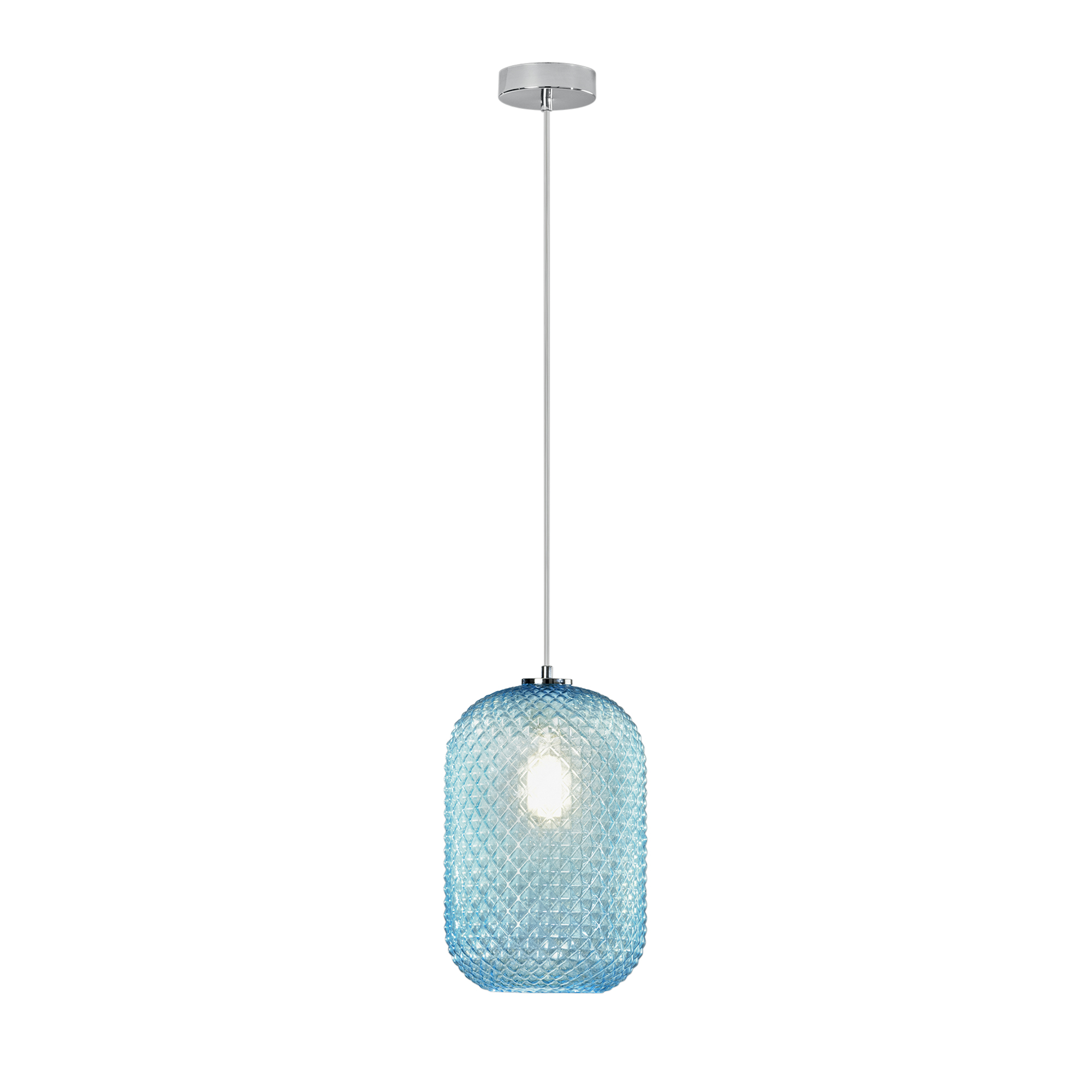 ASHFORD pendant light in aquamarine glass 150 x 20 cm Ø - Luce Ambiente e Design