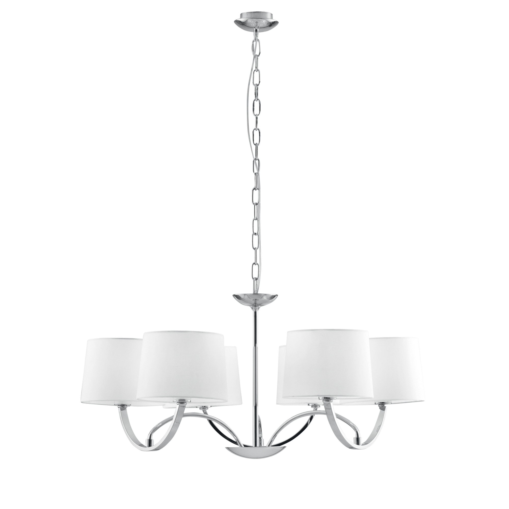 "ASTORIA chandelier in chromed metal with six fabric lampshades" - Luce Ambiente e Design