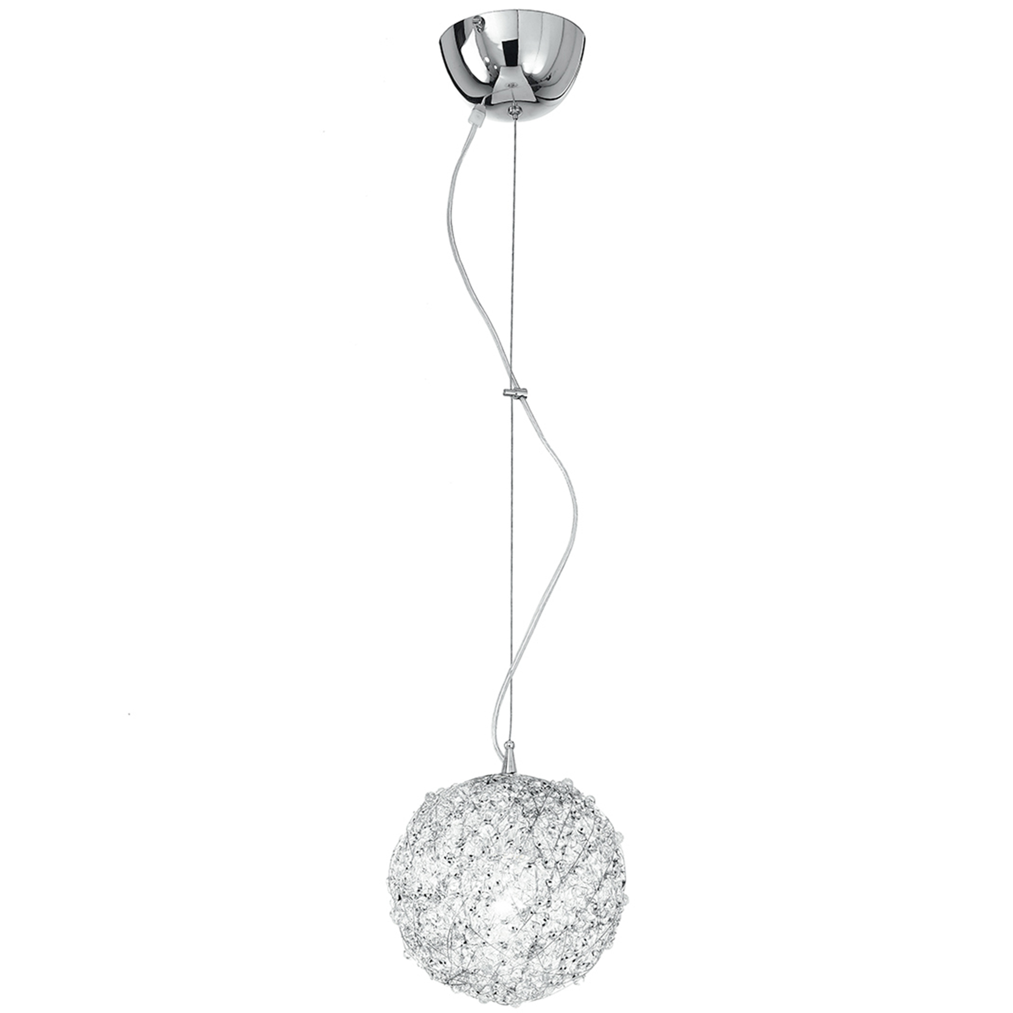 ASTRA pendant light in chrome aluminium and crystals Ø 20 cm - Luce Ambiente e Design