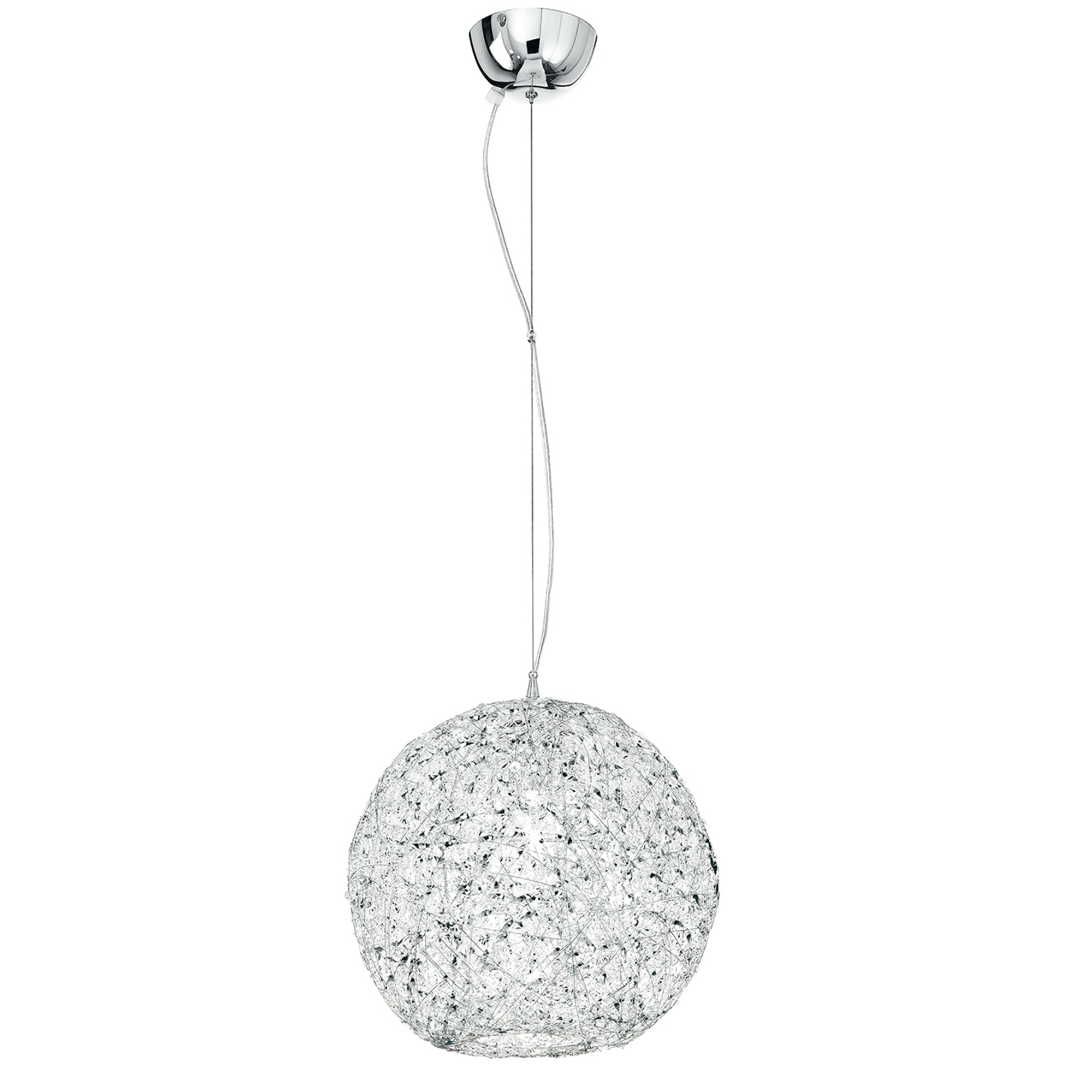 ASTRA pendant light in chrome aluminium and crystals Ø 35 cm - Luce Ambiente e Design