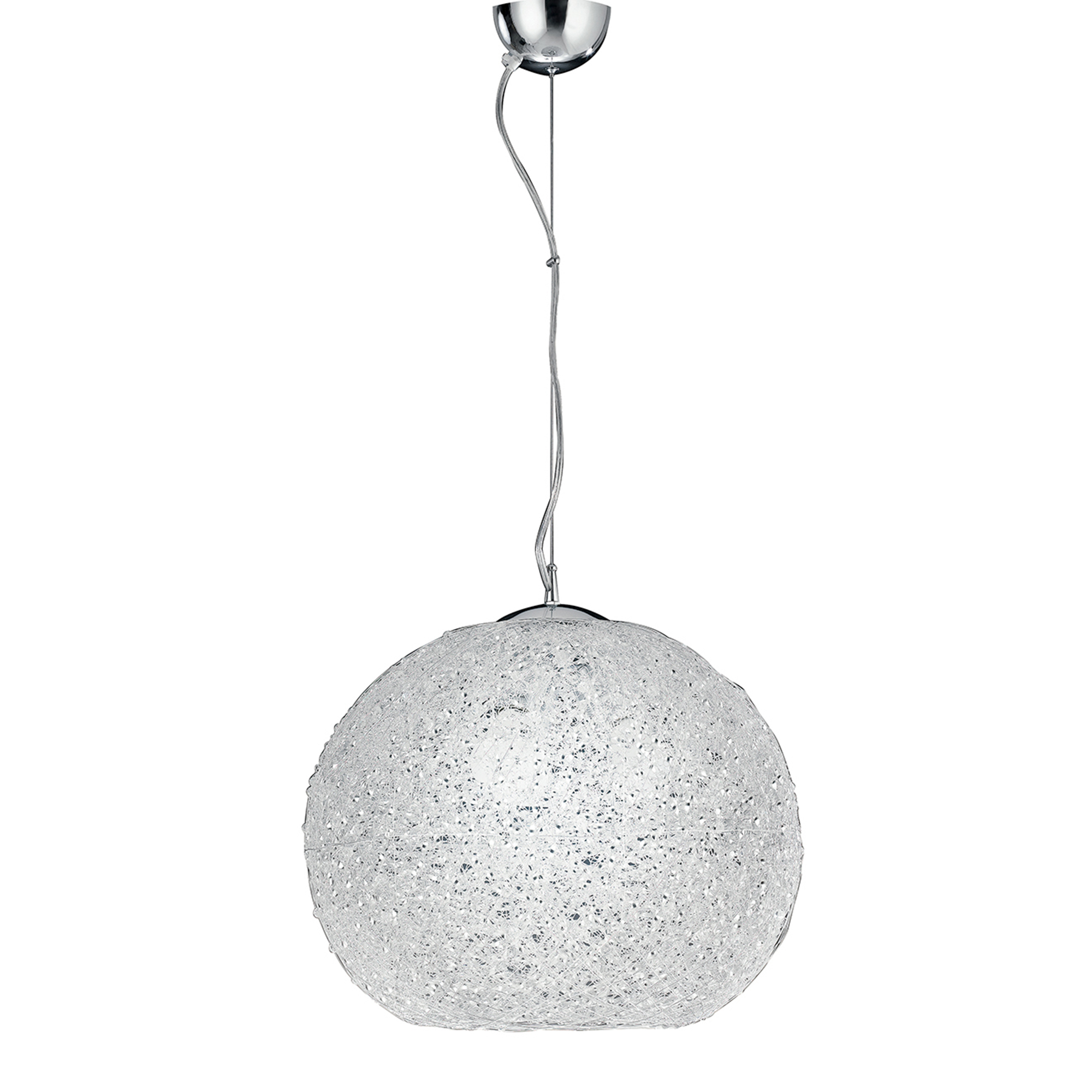 ASTRA pendant light in chrome aluminium and crystals Ø 45 cm - Luce Ambiente e Design
