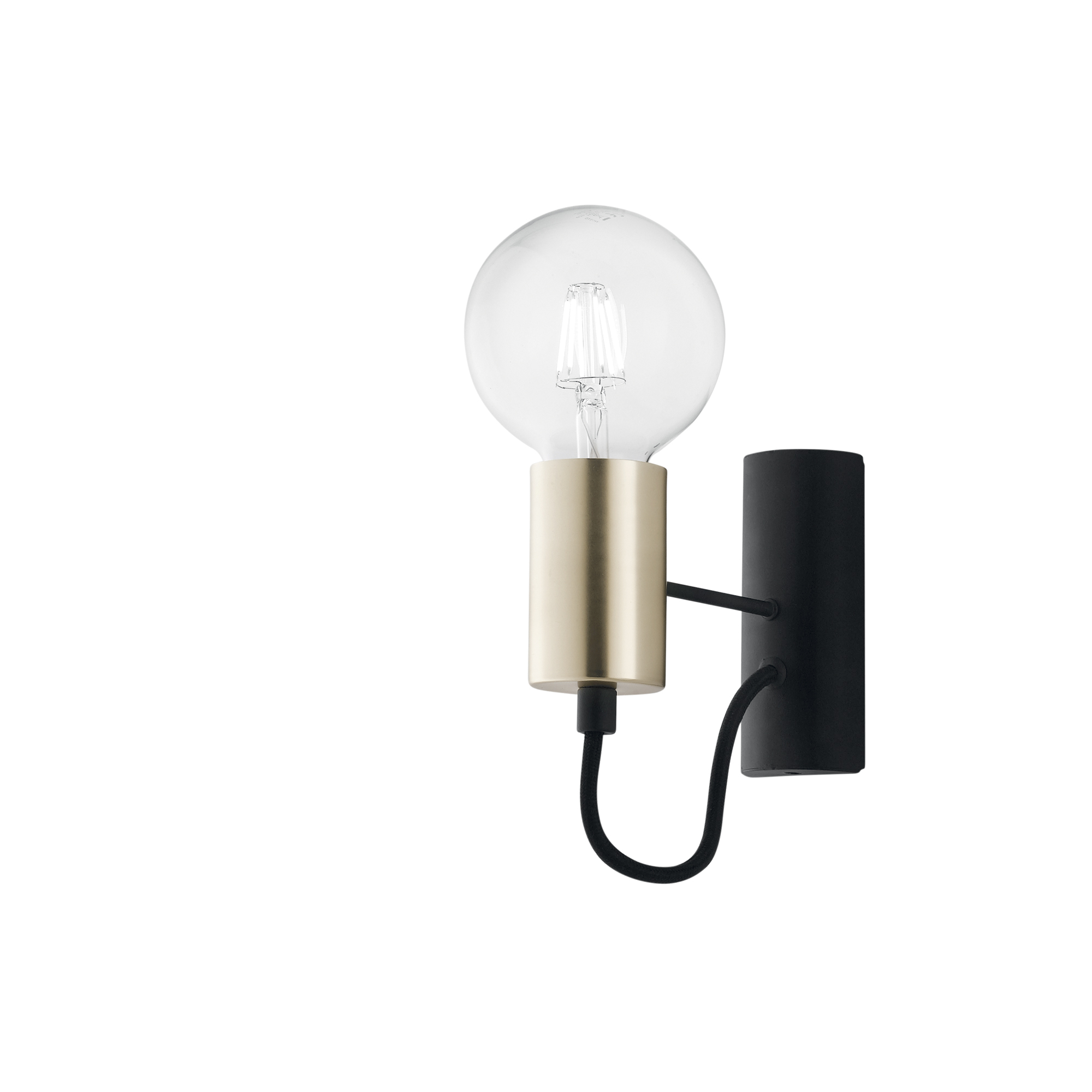 AXON wall light in black and gold metal with fabric cable - Luce Ambiente e Design