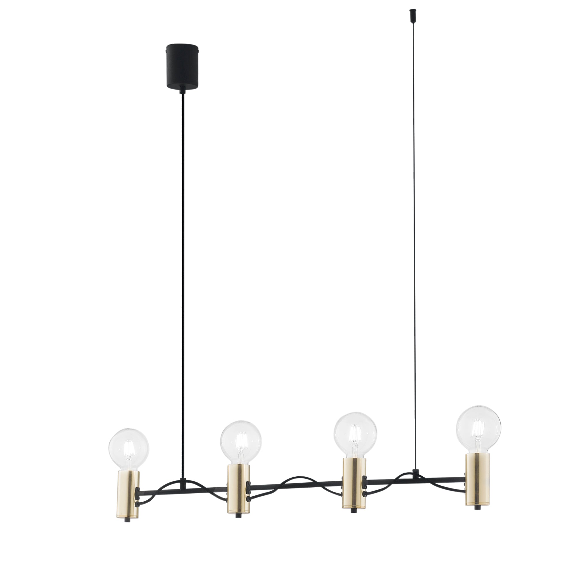 AXON four-light pendant in black and gold metal - Luce Ambiente e Design