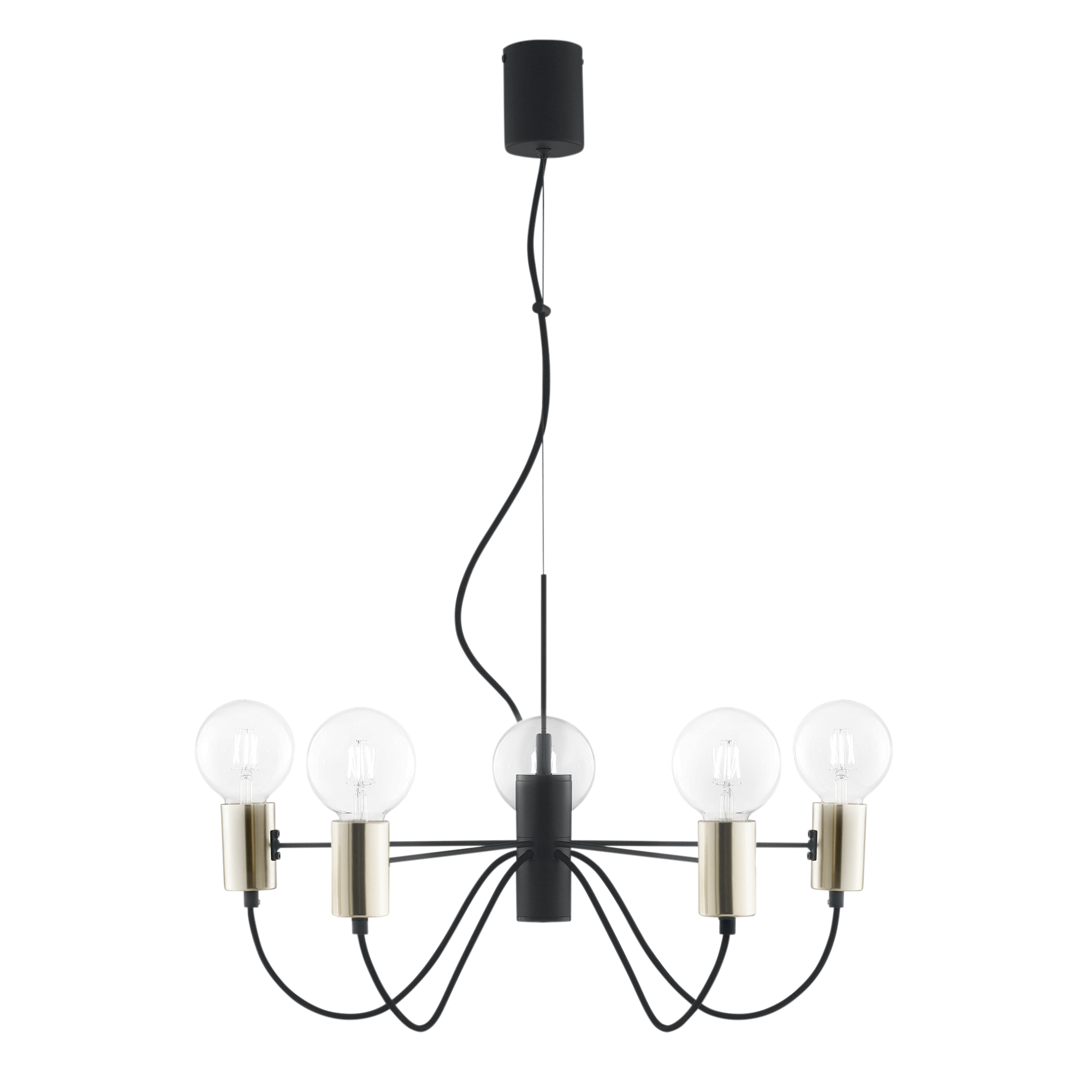 AXON five-light pendant in black and gold metal - Luce Ambiente e Design