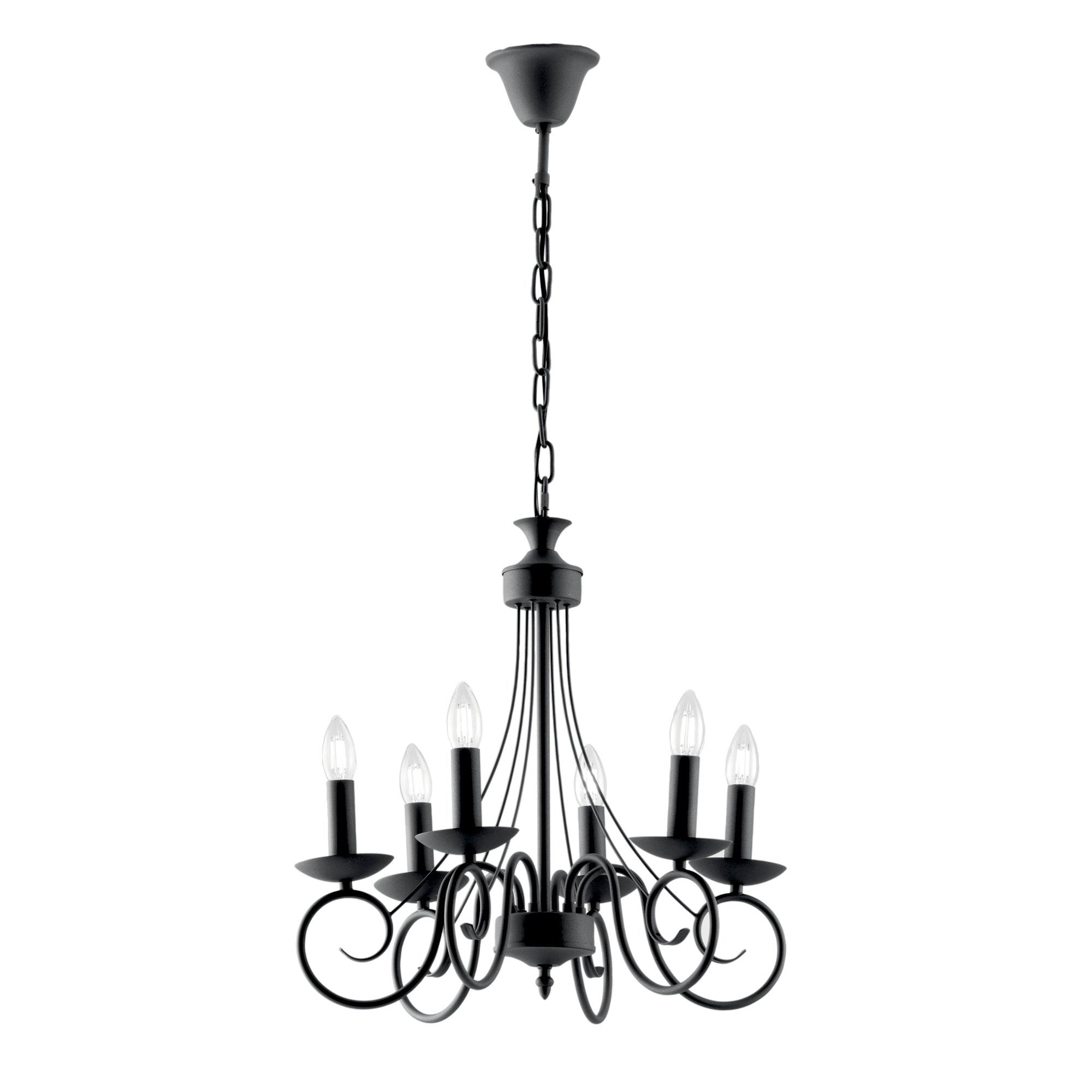 BEATRICE pendant chandelier in anthracite metal with six lights - Luce Ambiente e Design