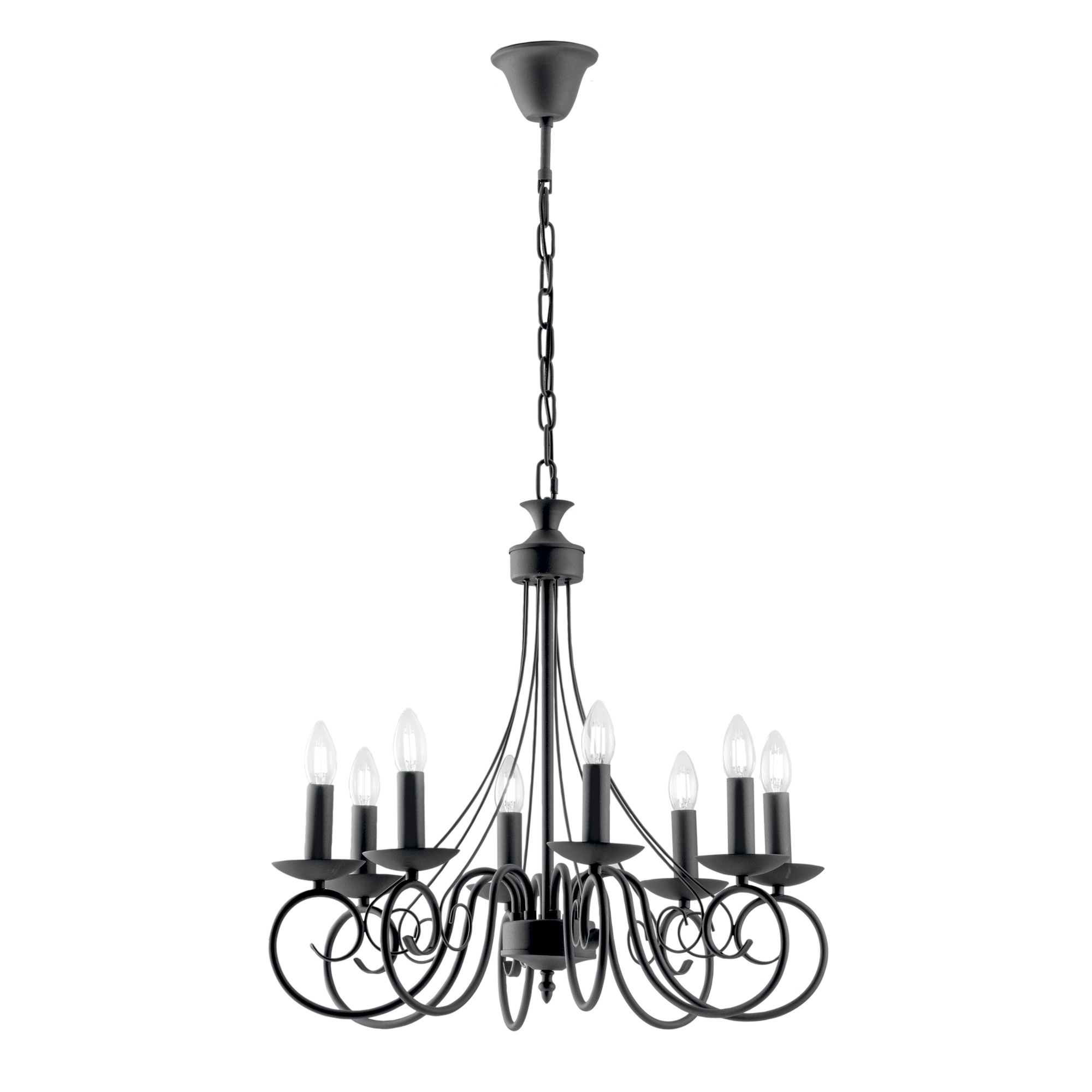 BEATRICE pendant chandelier in anthracite metal with eight lights - Luce Ambiente e Design