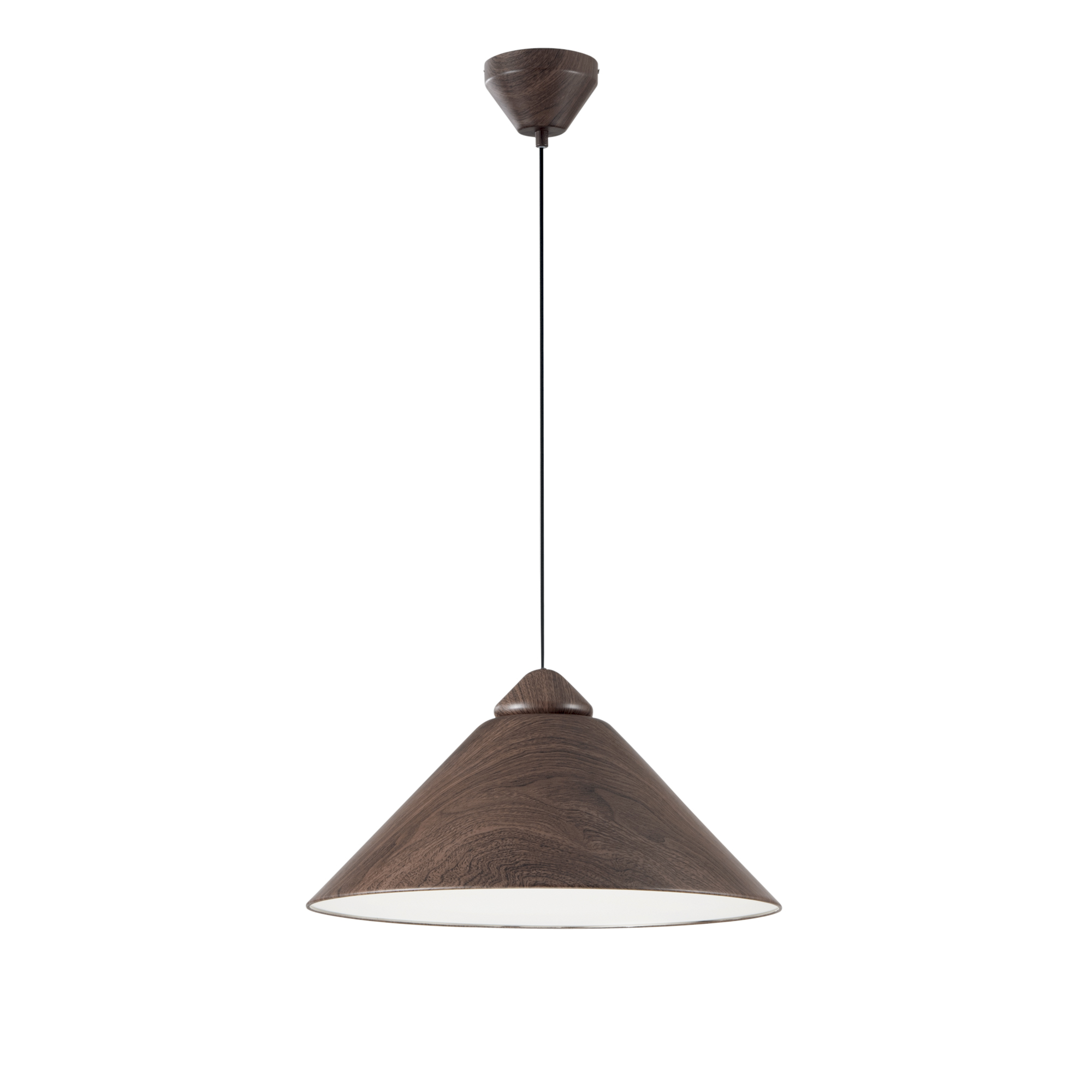 BIGBANG pendant light with cone diffuser in wood-colour metal - Luce Ambiente e Design