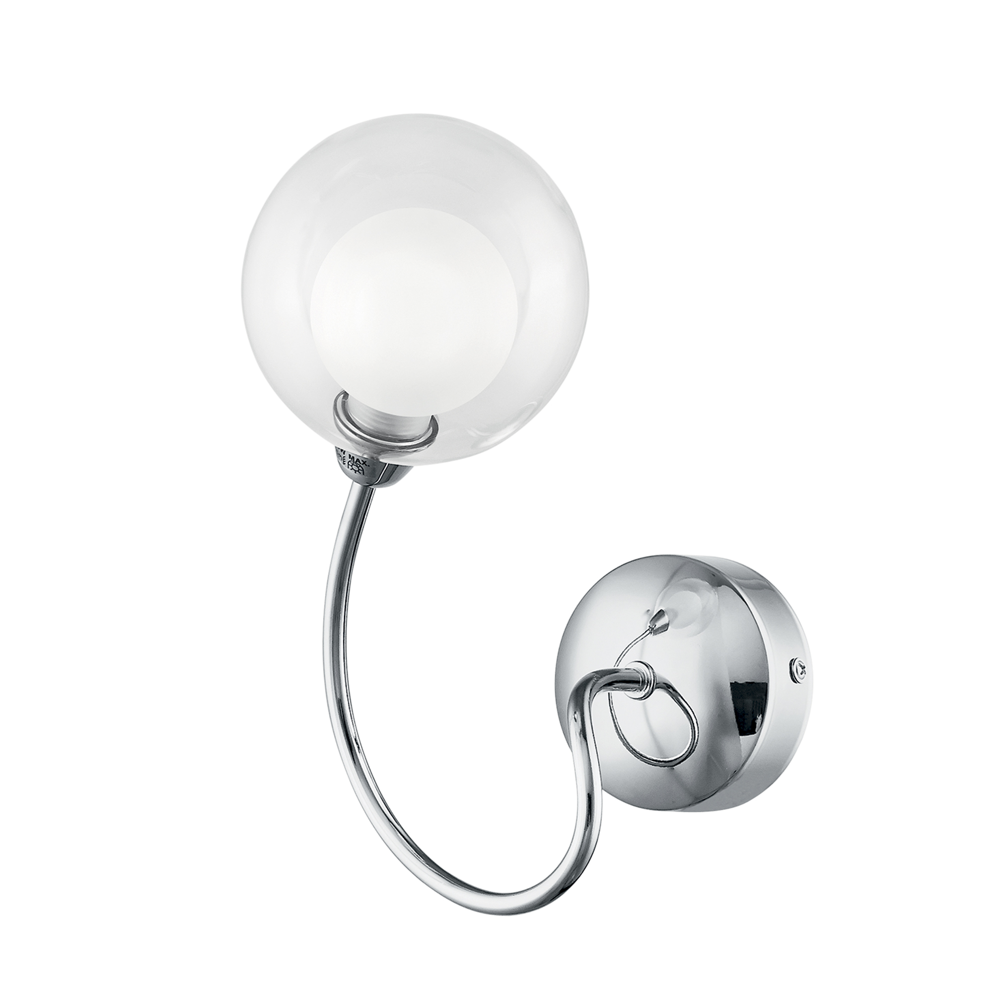 BLOG wall light in chrome metal with glass diffuser - Luce Ambiente e Design
