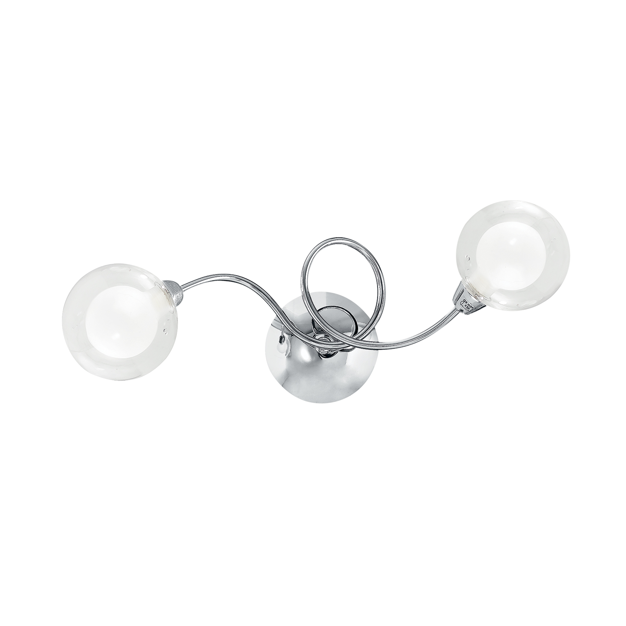 BLOG ceiling light in chrome metal with two glass diffusers - Luce Ambiente e Design