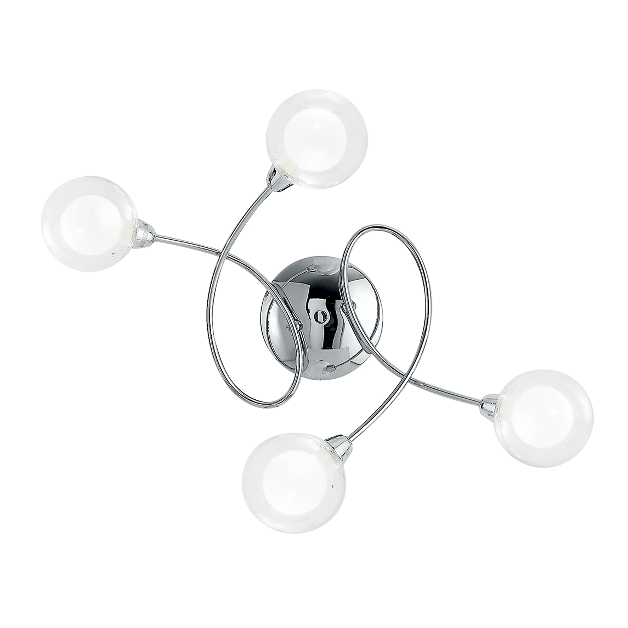 BLOG ceiling light in chrome metal with four glass diffusers - Luce Ambiente e Design