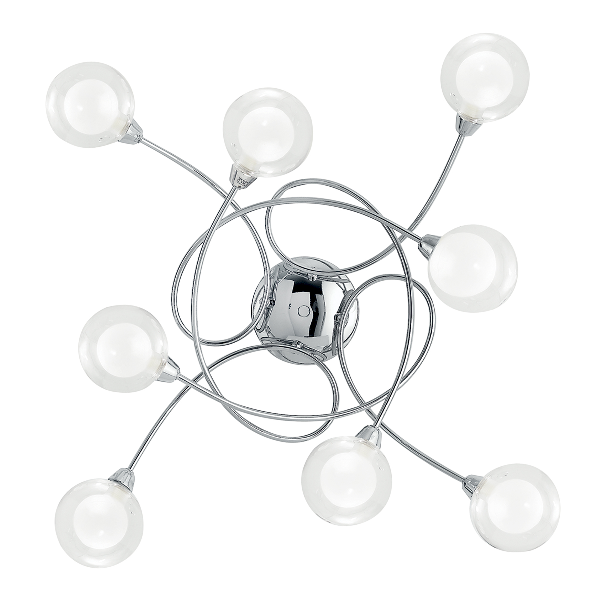 BLOG ceiling light in chrome metal with eight glass diffusers - Luce Ambiente e Design