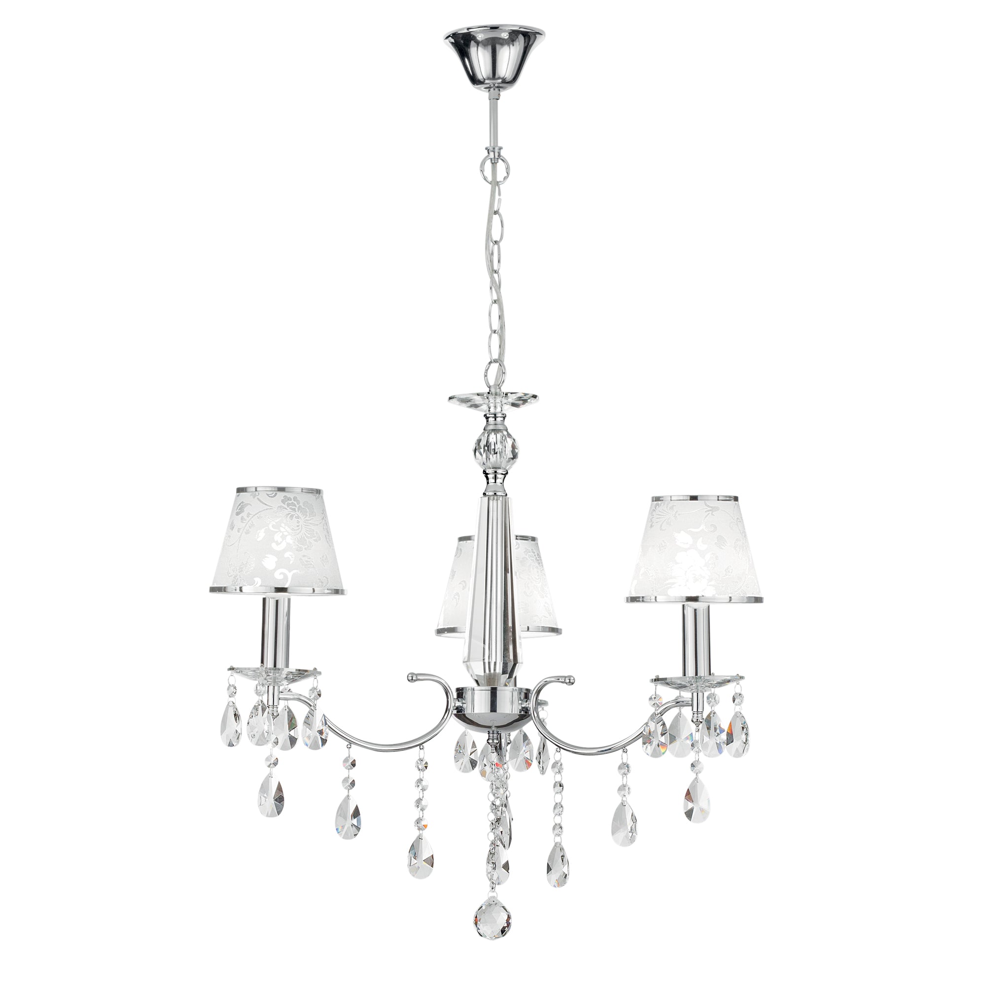 BOEME chandelier in chrome metal and crystals with three glitter shades - Luce Ambiente e Design