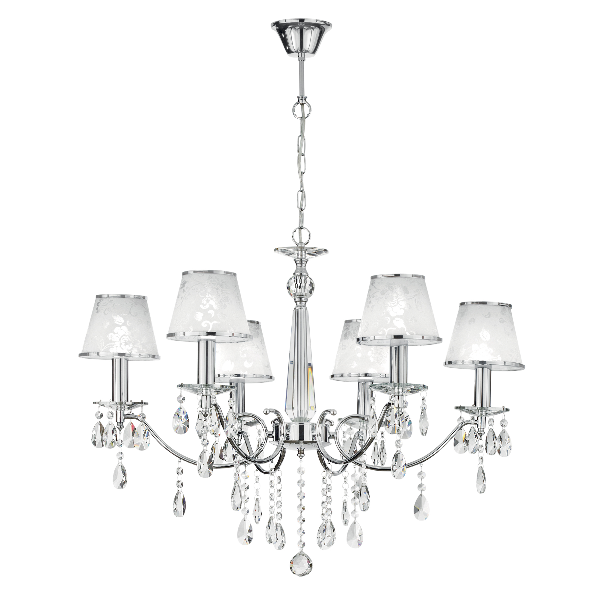 BOEME chandelier in chrome metal and crystals with six glitter shades - Luce Ambiente e Design