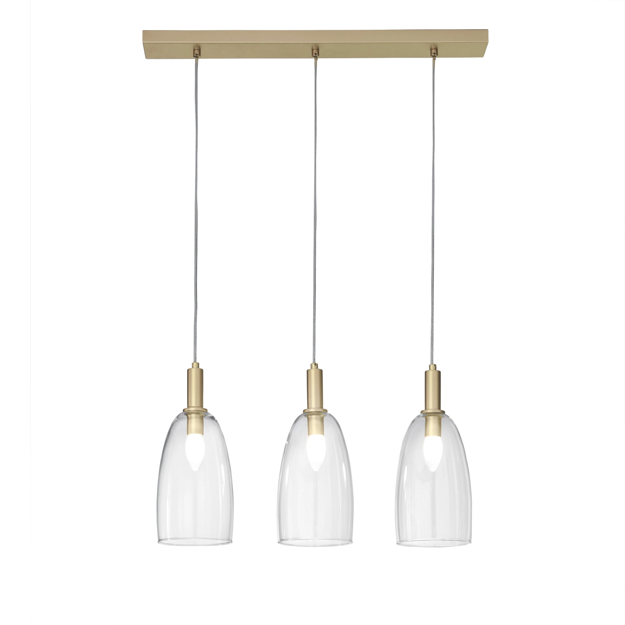 BRANDY pendant light with gold finish and three blown-glass diffusers - Luce Ambiente e Design