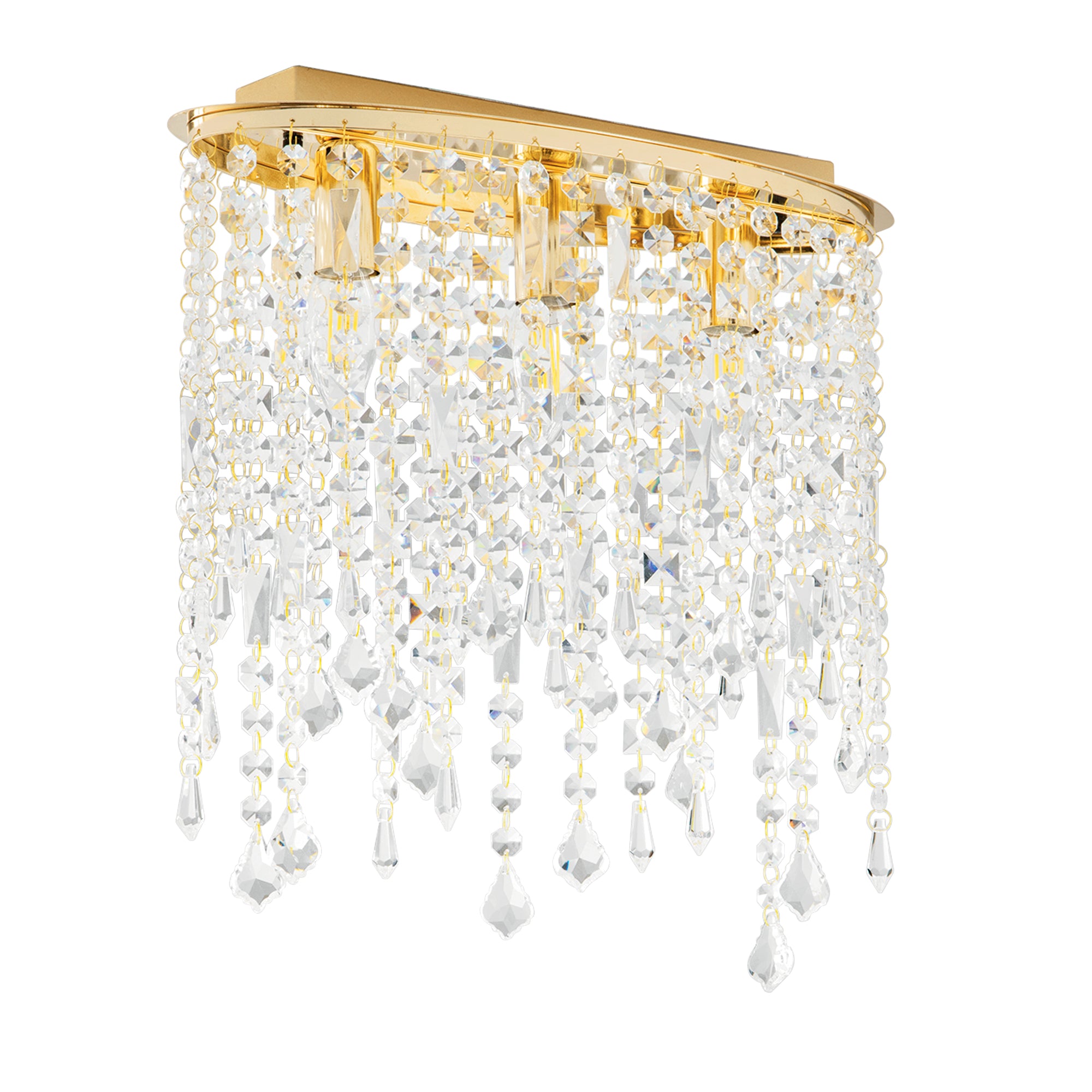 BREEZE ceiling light in gold metal with crystal pendants - Luce Ambiente e Design