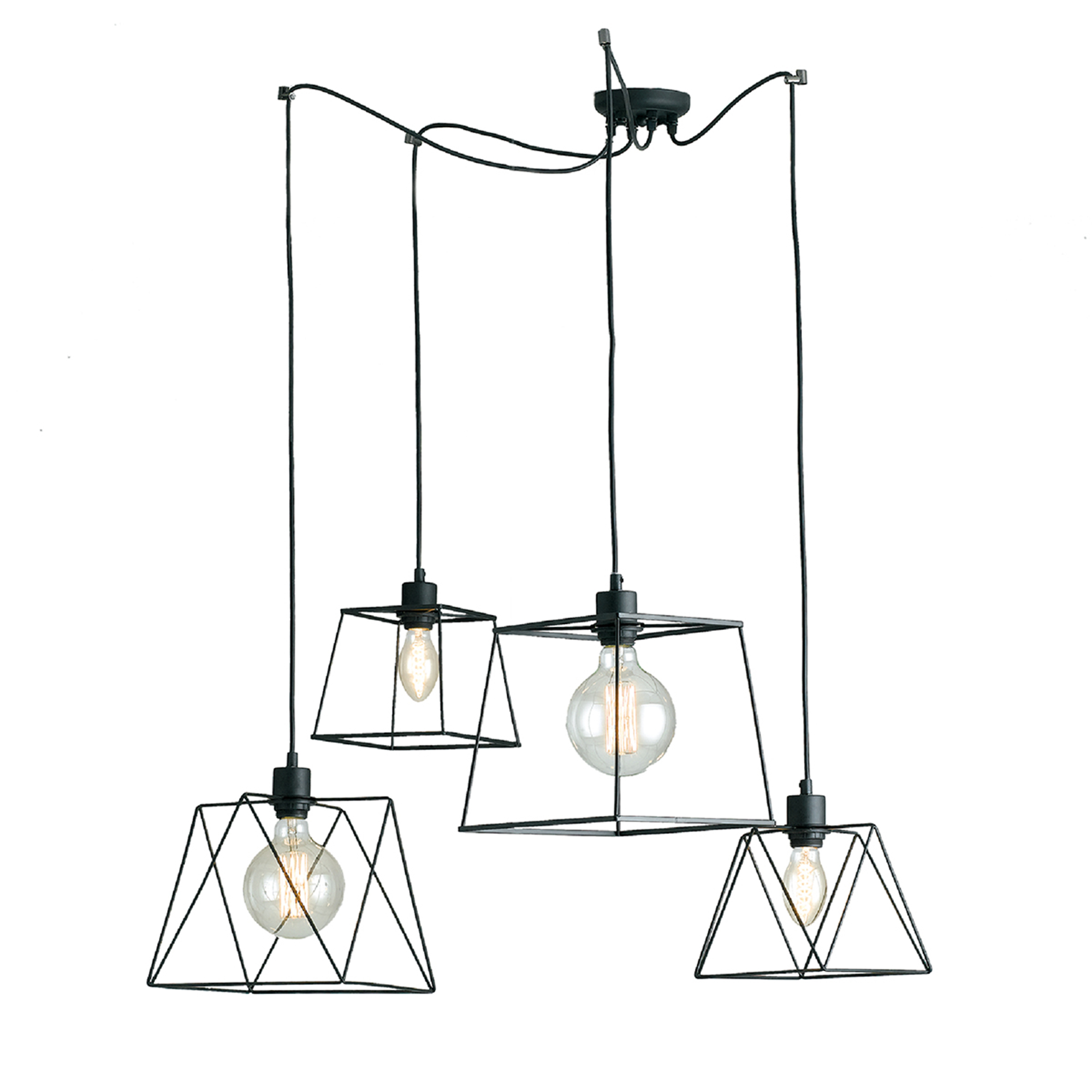 BROOKLYN pendant light in black metal with four lights - Luce Ambiente e Design