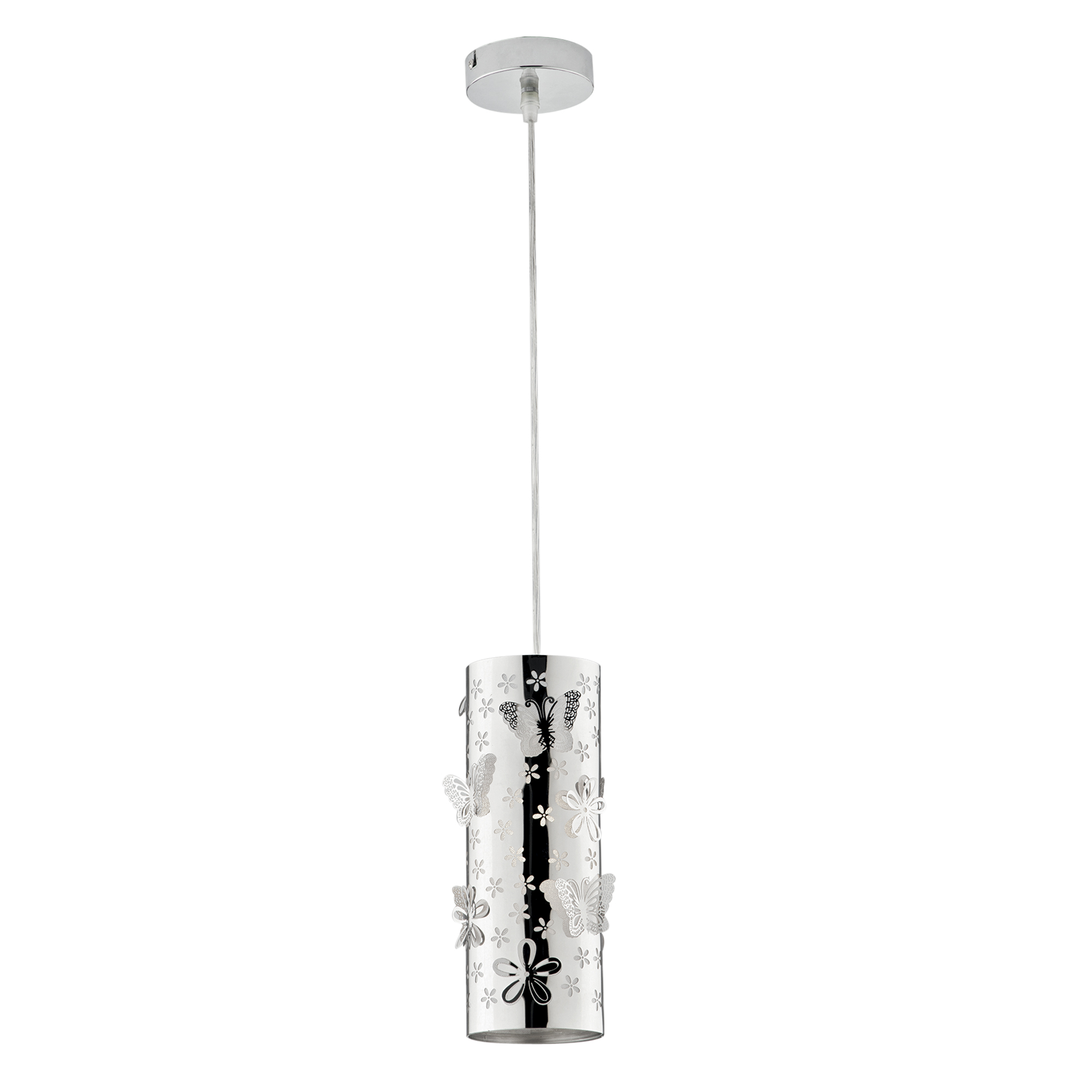 BUTTERFLY pendant in chrome steel with laser decoration 10 cm - Luce Ambiente e Design