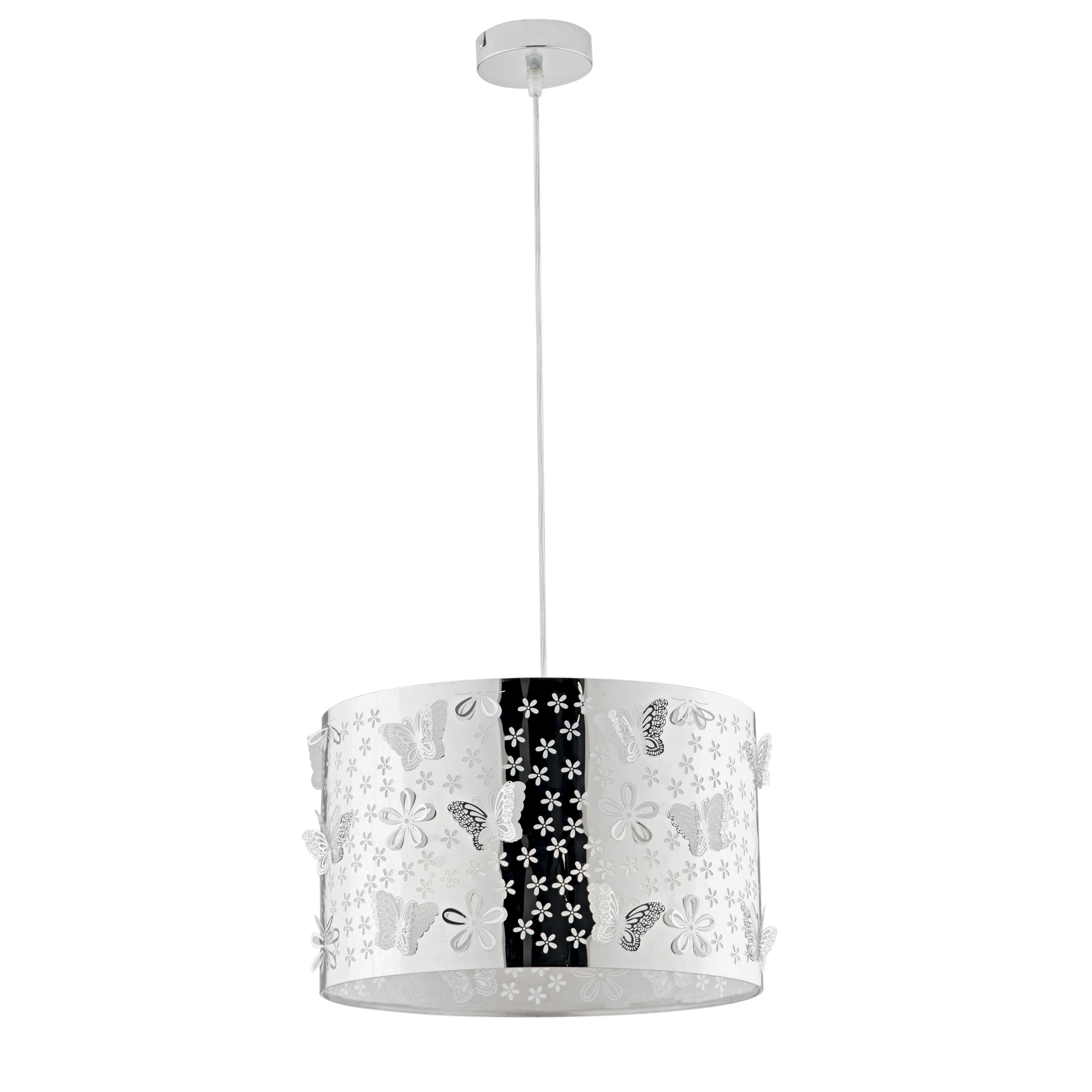BUTTERFLY pendant in chrome steel with laser decoration 35 cm - Luce Ambiente e Design
