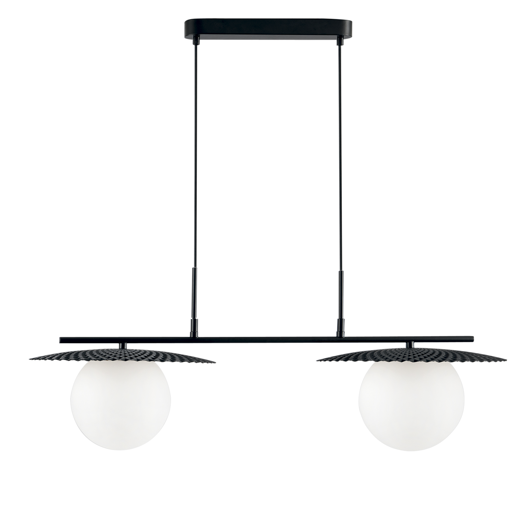 CHAPLIN pendant light in black metal with two white glass diffusers - Luce Ambiente e Design