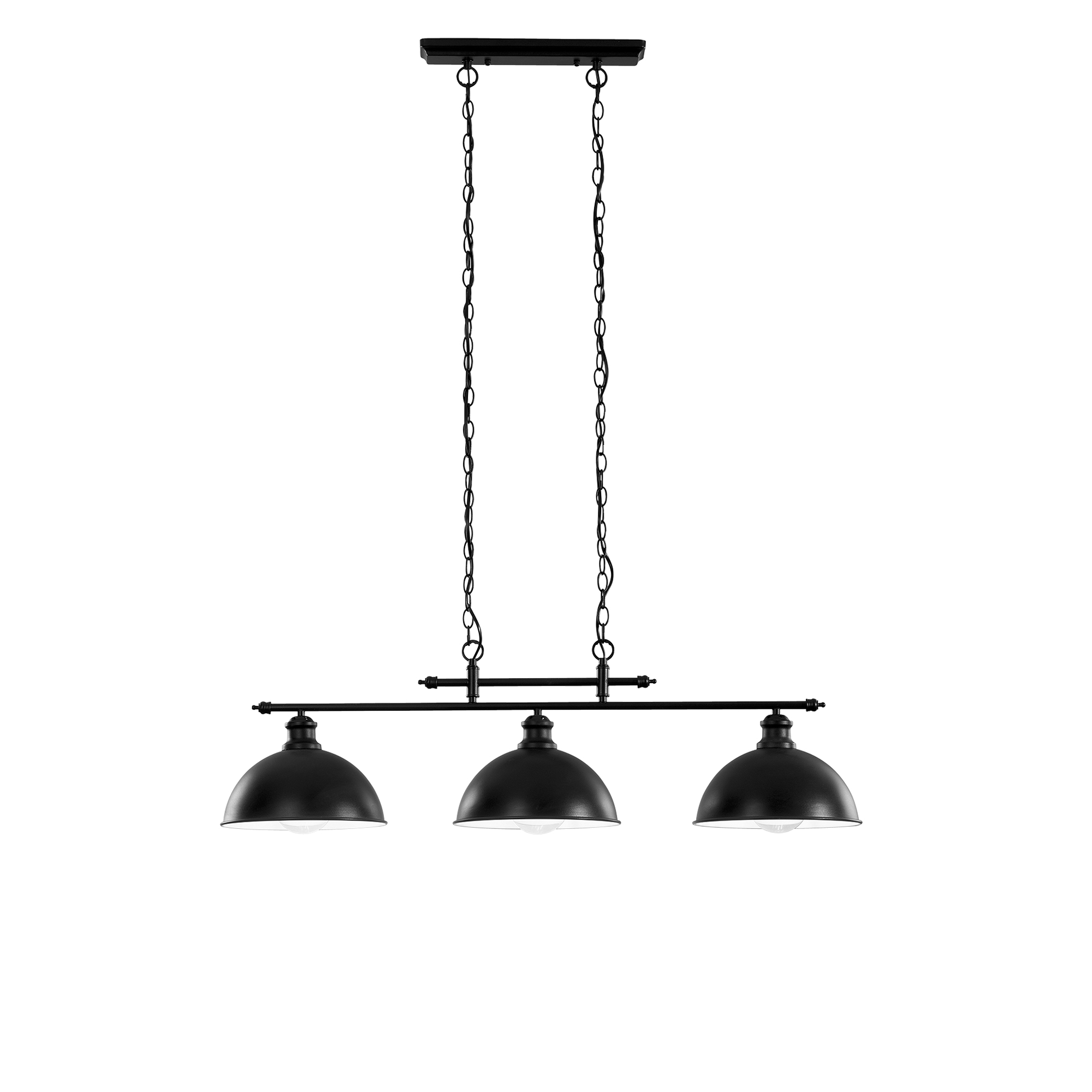 CHARLESTON pendant chandelier in black metal with three lights and white interior - Luce Ambiente e Design