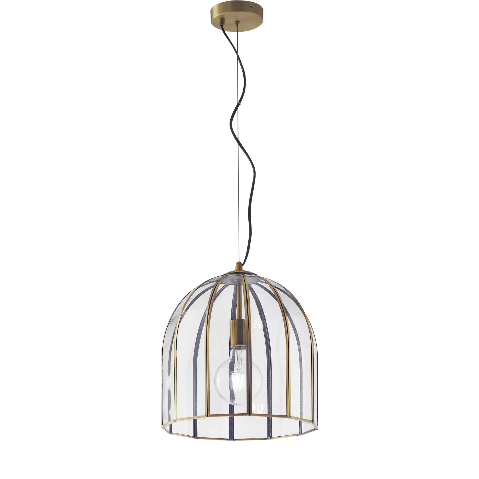 CHESTER pendant light in glass with brass metal finishes 31.5 x 30 cm Ø - Luce Ambiente e Design