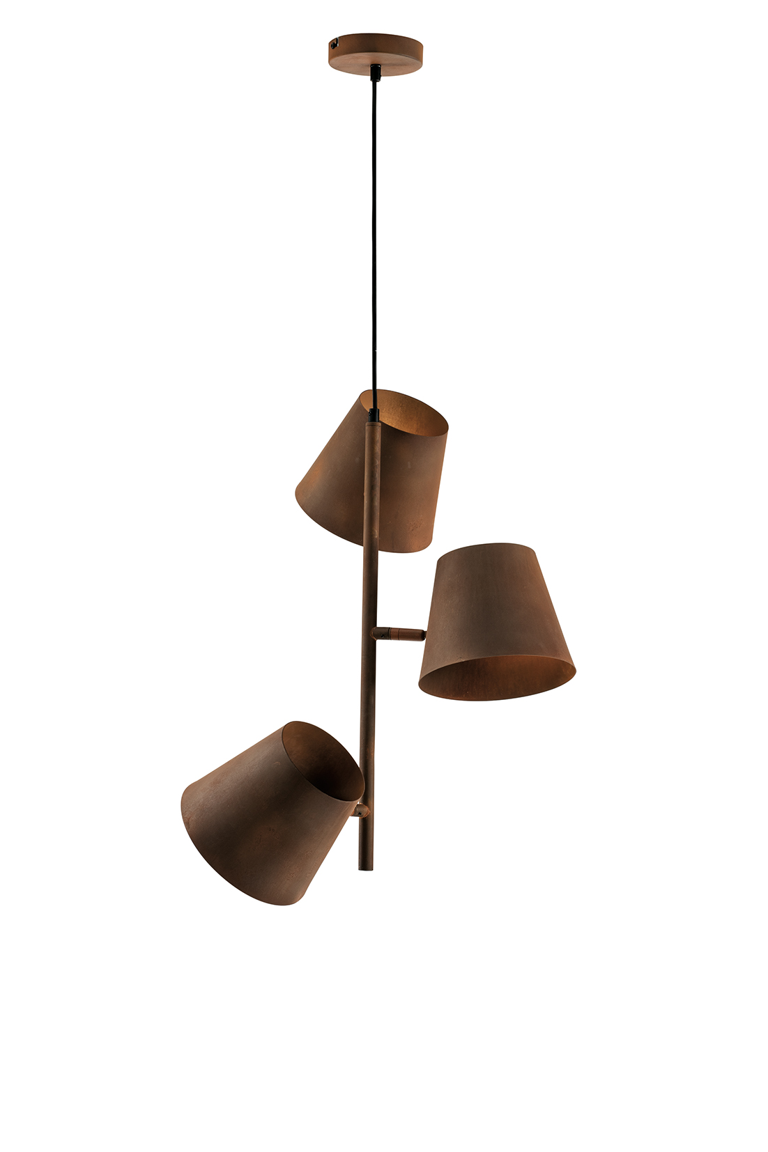 COLT pendant light in rust metal with three lights - Luce Ambiente e Design