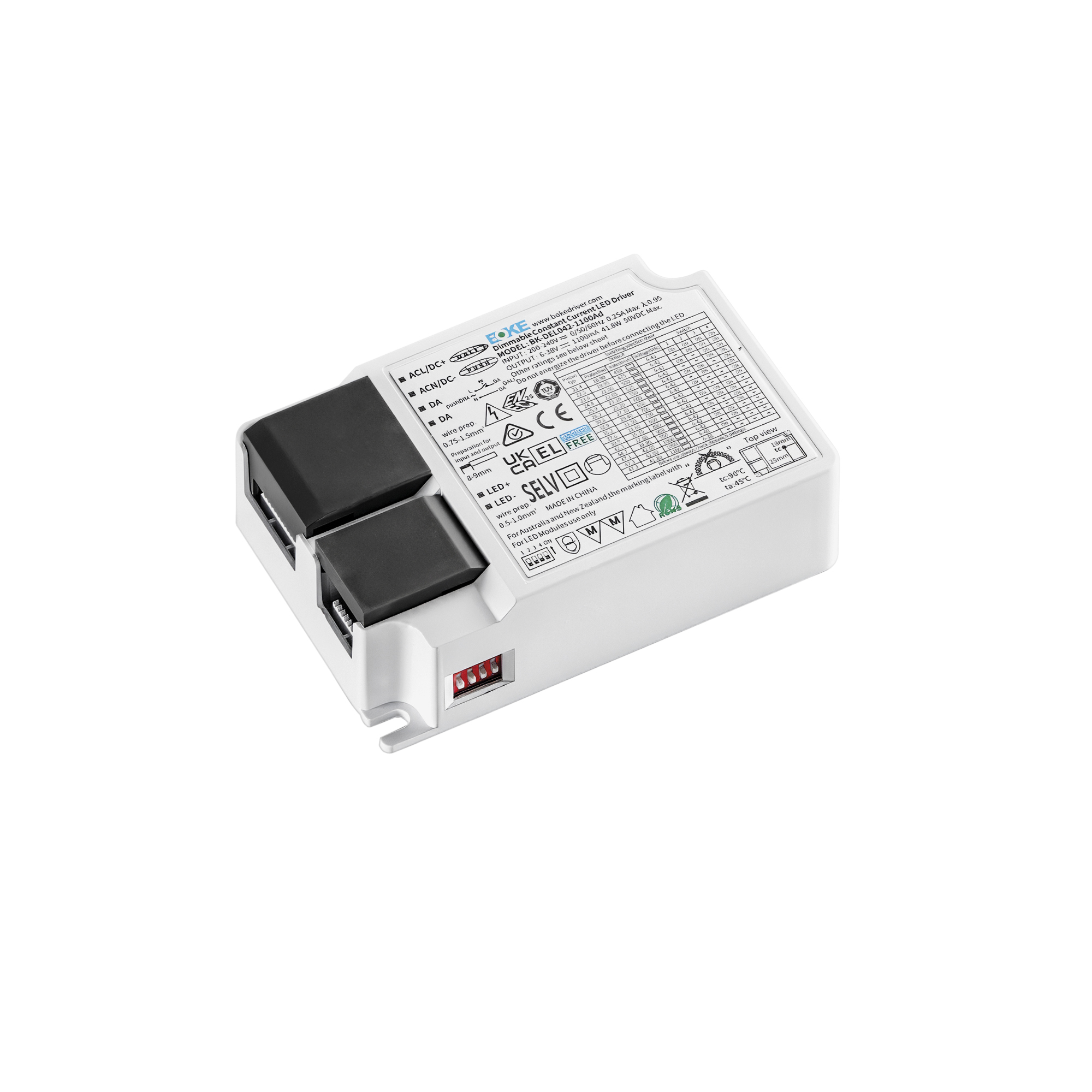 DALI2 PUSH DIM DRIVER DC6-38/40/42V 42W 0.45-1.10A INPUT AC 220-240V - Intec