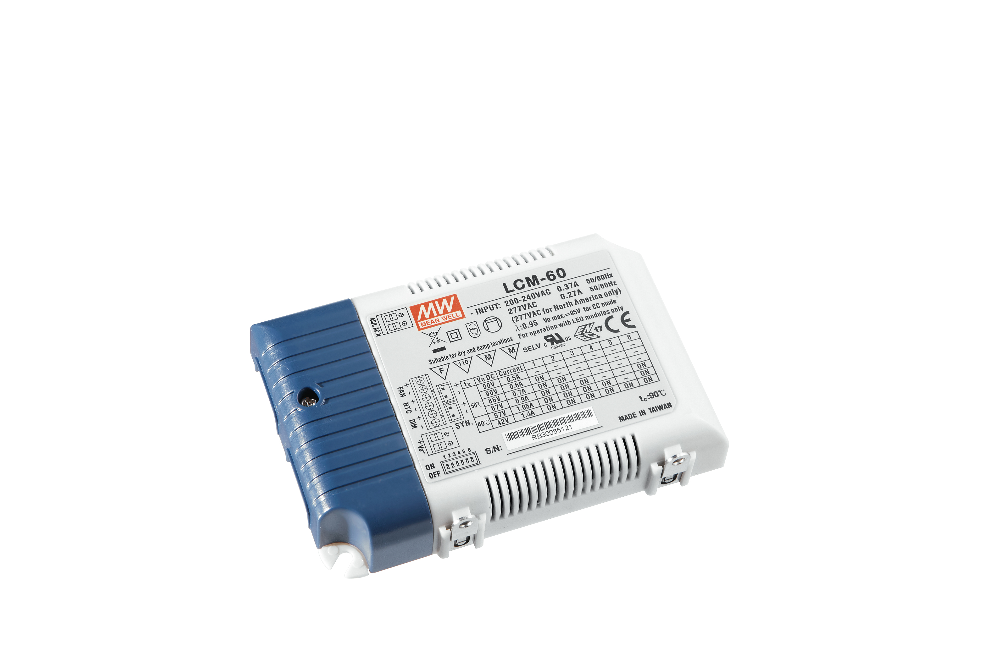 MW LCM DALI dimmable DRIVER 60W Input 180 ~ 295VAC 254 ~ 392VDC - Intec