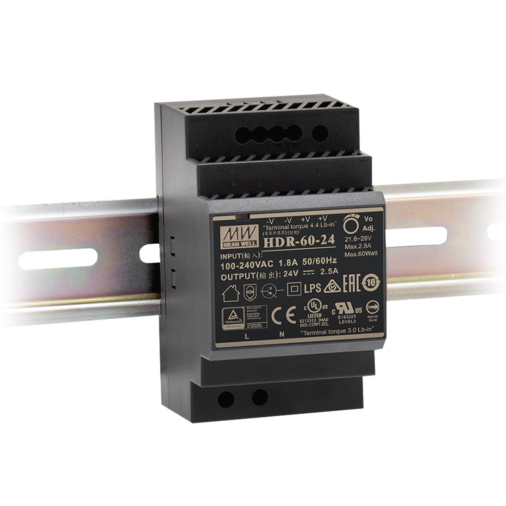 ULTRA-SLIM DIN RAIL DRIVER 24V 60W 2.5A INPUT AC85-264V DC120-370V - Intec